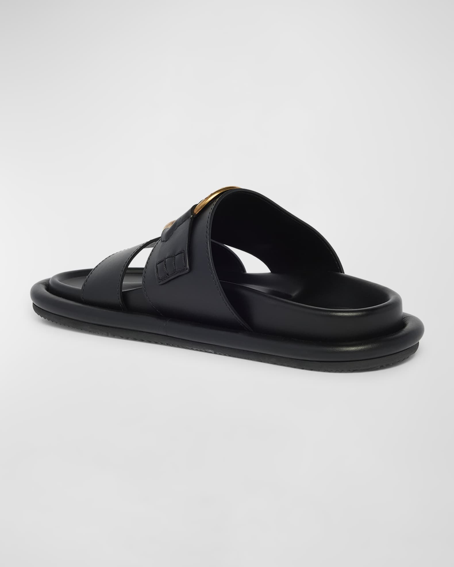Moncler Bell Calfskin Logo Slide Sandals | Neiman Marcus