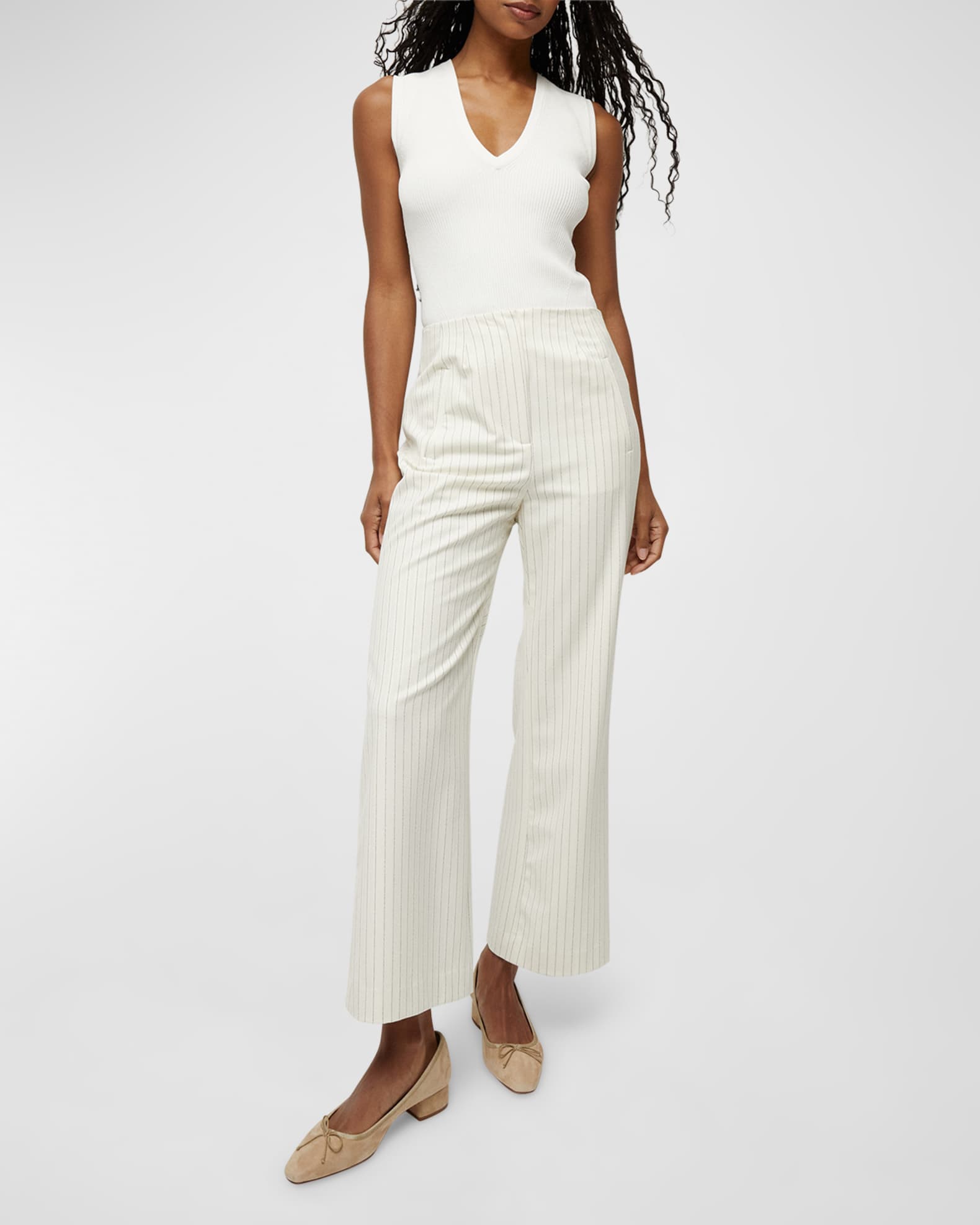 Cropped pinstripe trousers sale