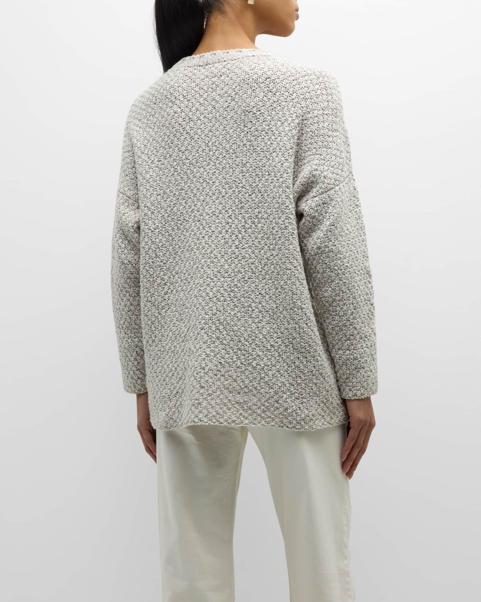 Eileen Fisher Crewneck Moss Stitch Organic Cotton Sweater | Neiman Marcus