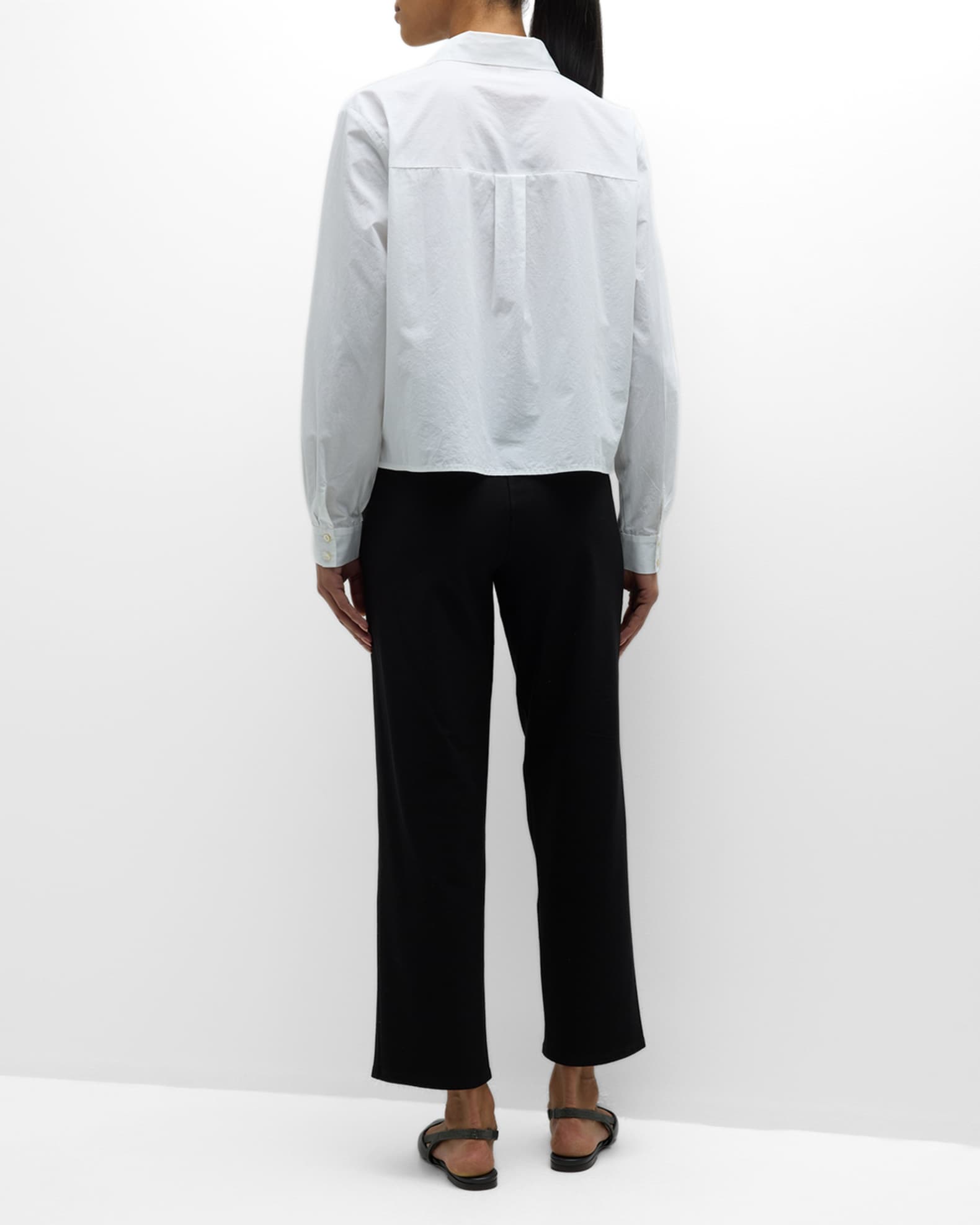 Eileen Fisher Cropped Straight-Leg Stretch Crepe Pants | Neiman Marcus
