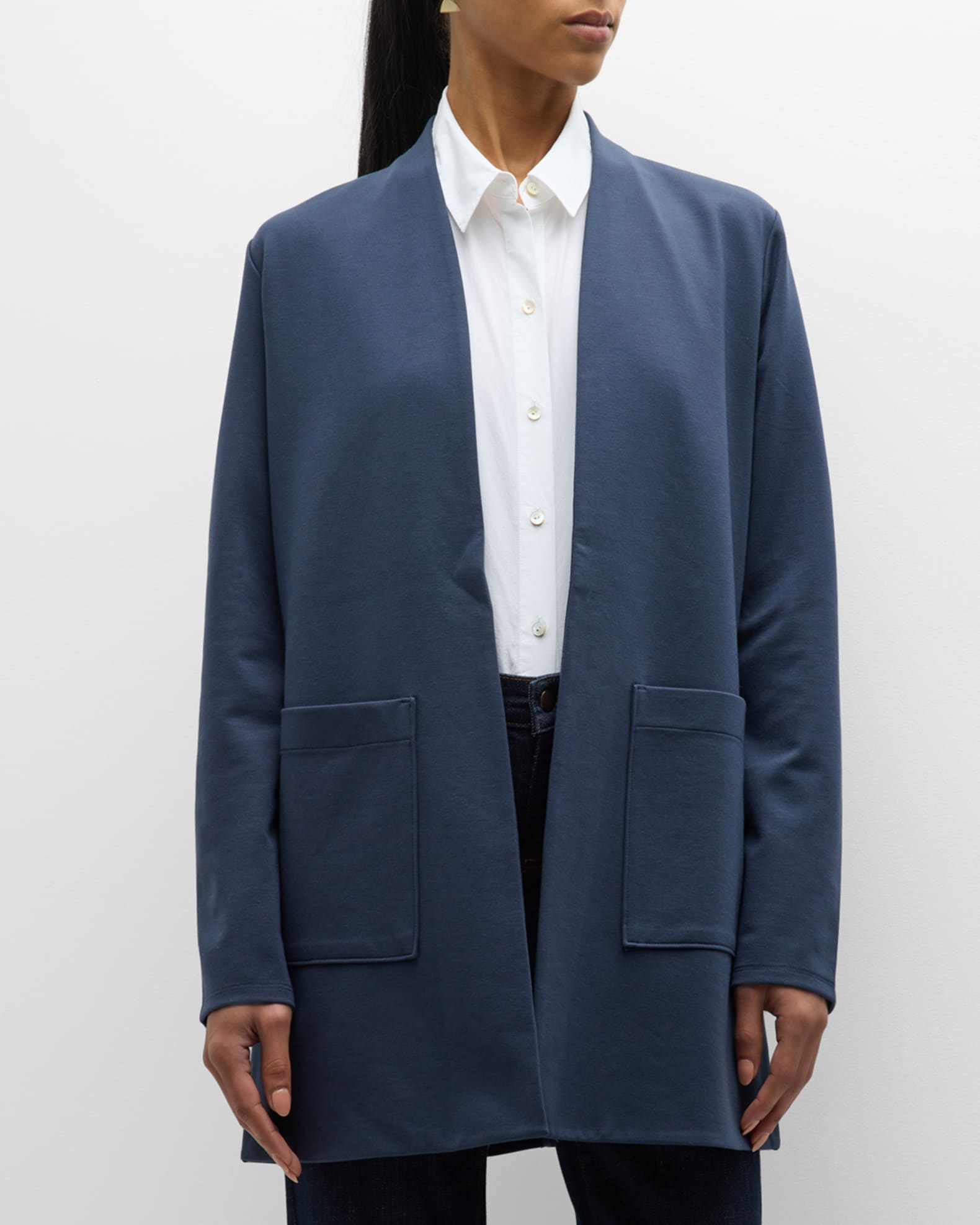 Eileen Fisher Petite Open-Front Washable Flex Ponte Jacket