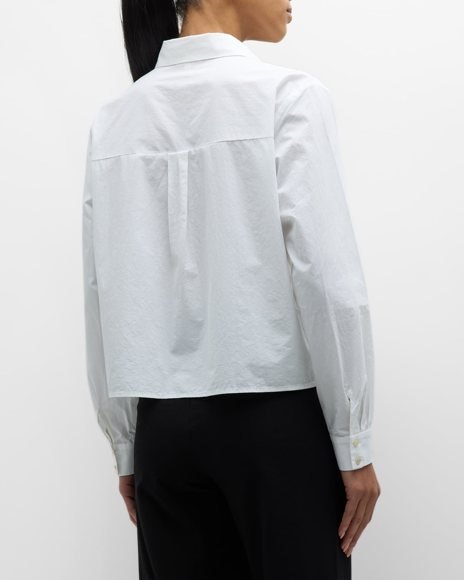 Eileen Fisher Button-Down Organic Cotton Poplin Shirt | Neiman Marcus