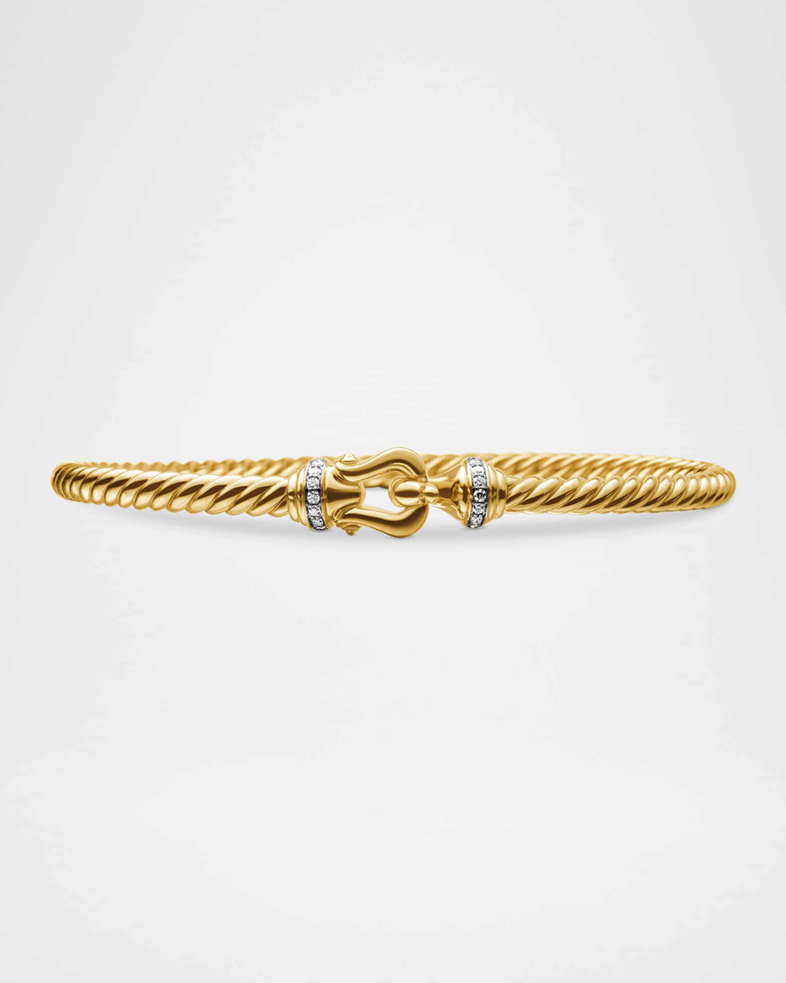 Buckle Bracelet with Diamonds in 18K Gold, 3.5mm 0