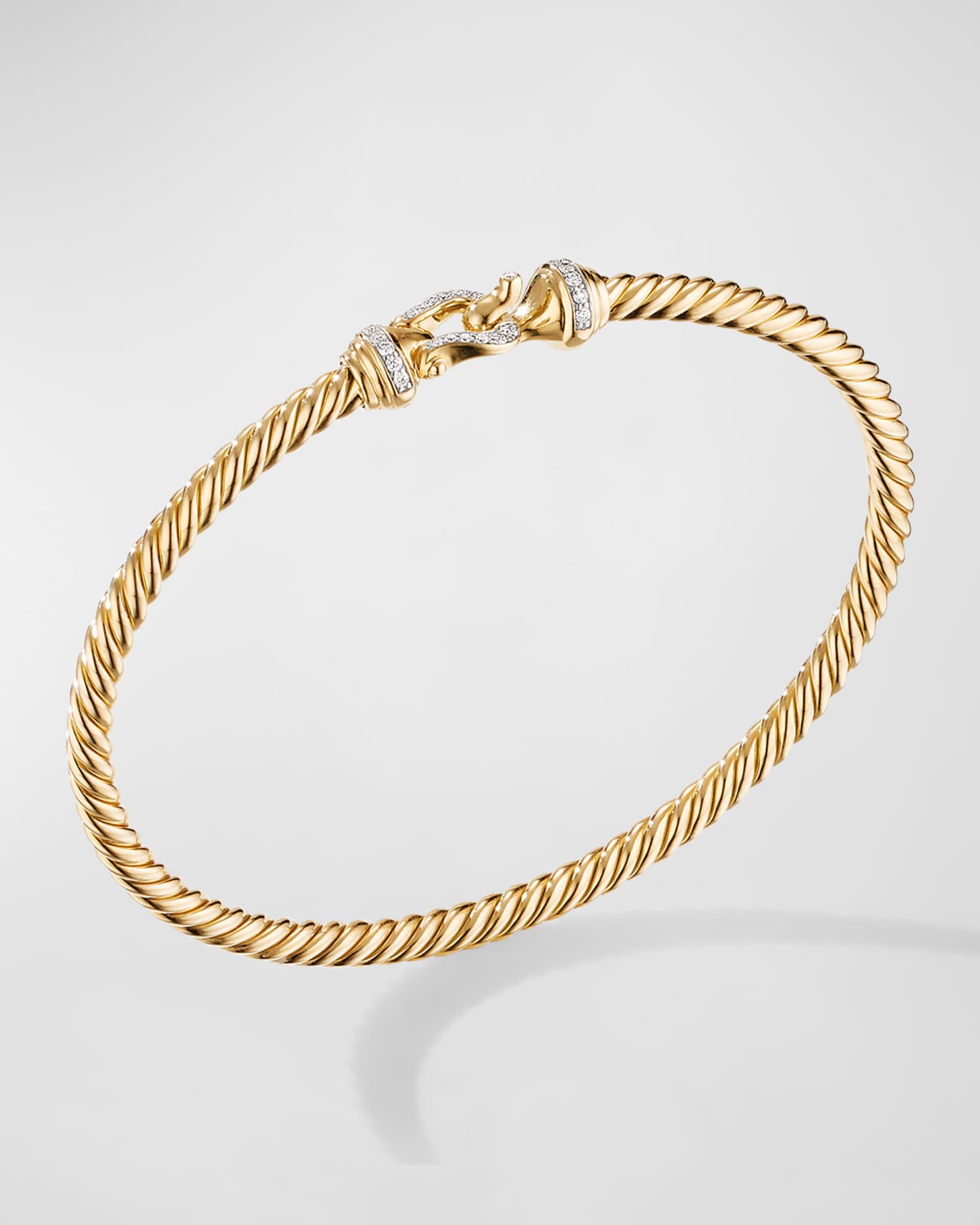 David Yurman Buckle Bracelet with Diamonds in 18K Gold, 3.5mm | Neiman ...