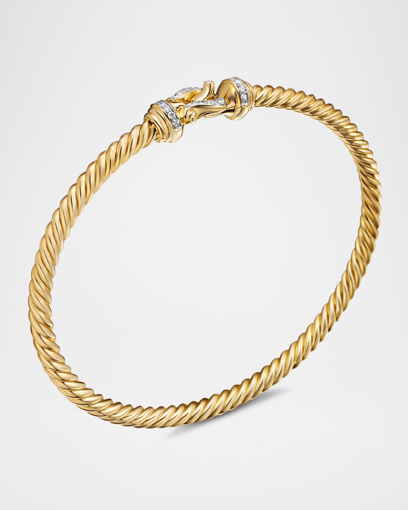 David Yurman Buckle Bracelet with Diamonds in 18K Gold, 3.5mm Neiman