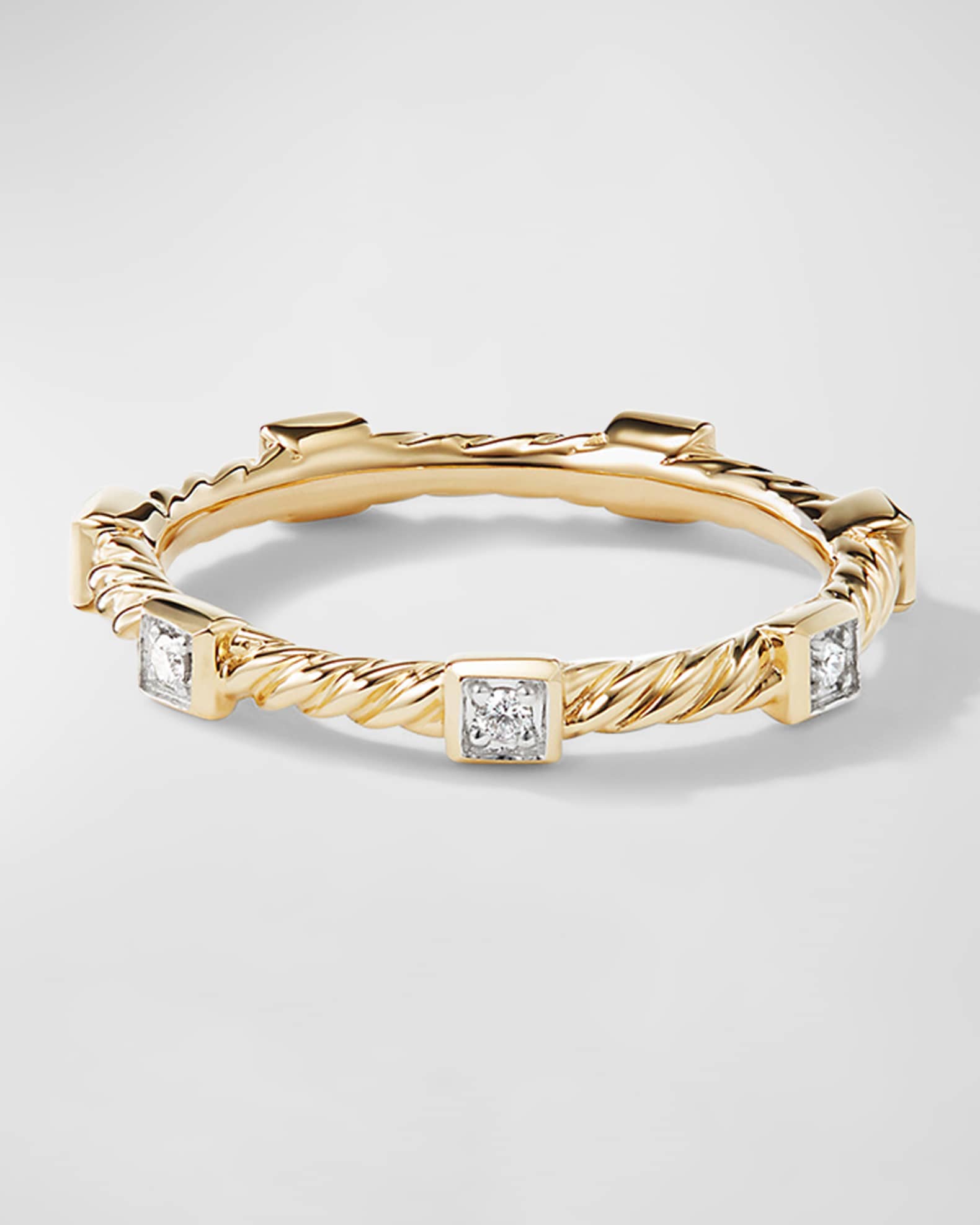 Cable Collectibles Stack Ring with Diamonds in 18K Gold, 2mm 0