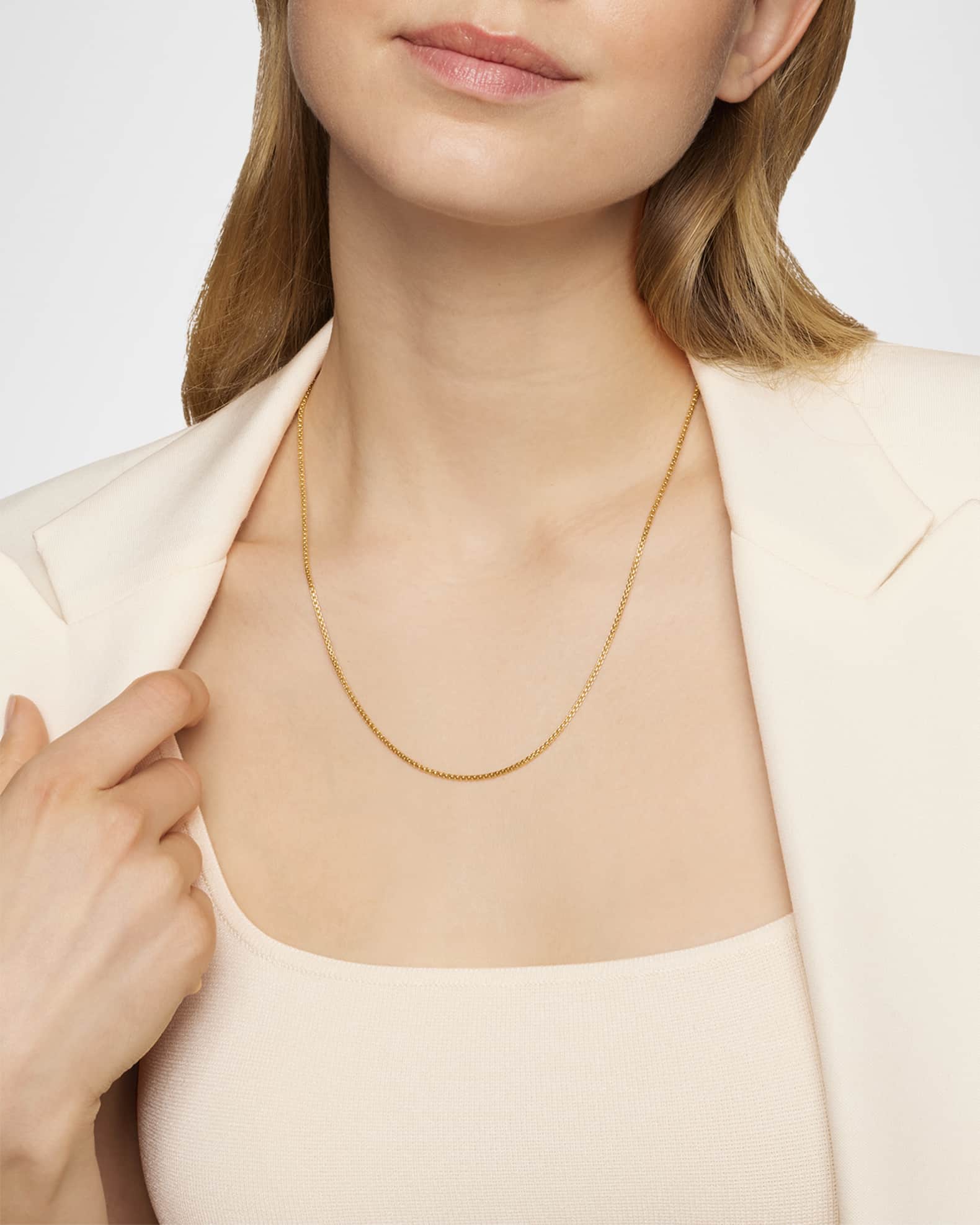 Box Chain Necklace in 18K Gold, 1.7mm, 16"L 1