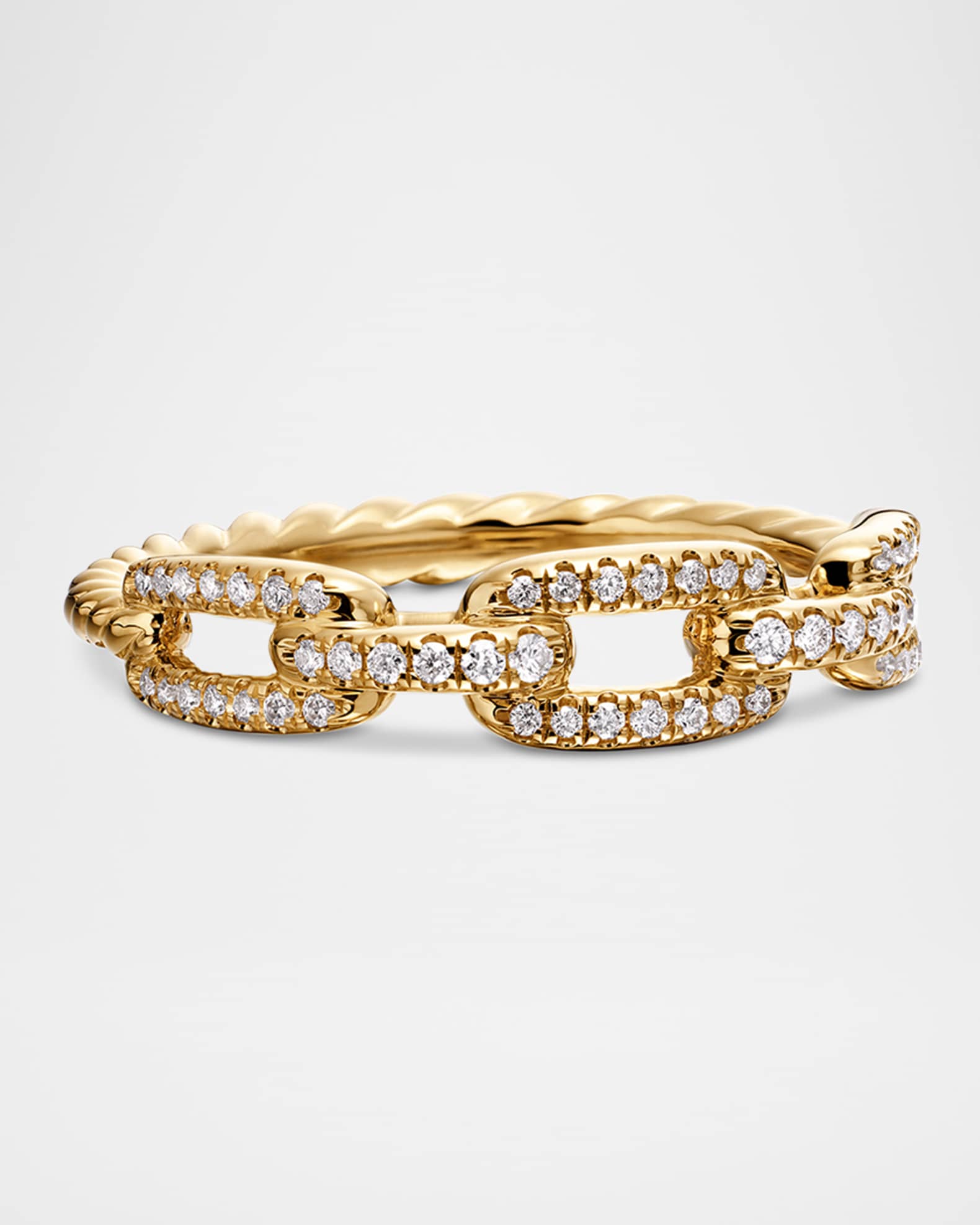 Stax Single-Row Pave Chain Link Ring with Diamonds in 18K Gold 0