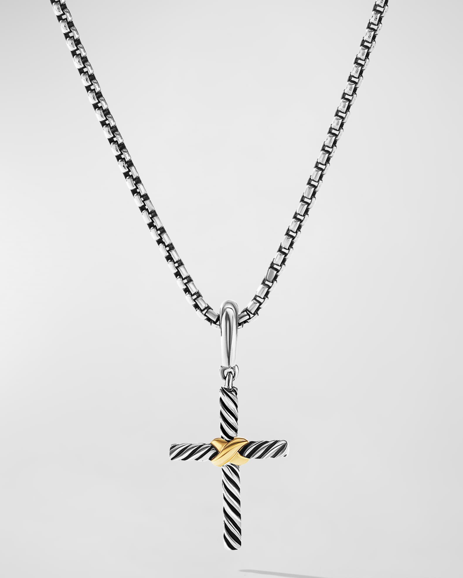 David yurman petite x cross necklace with 14k gold top
