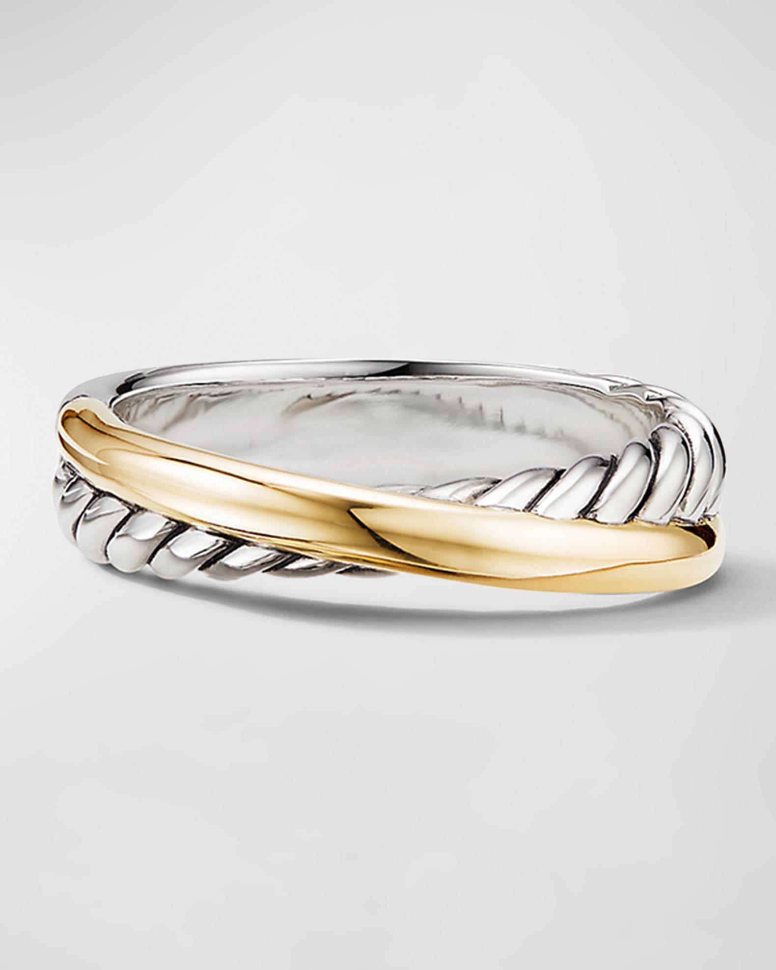 David Yurman Crossover Band Ring in Silver with 18K Gold, 5.3mm, Size 9 ...