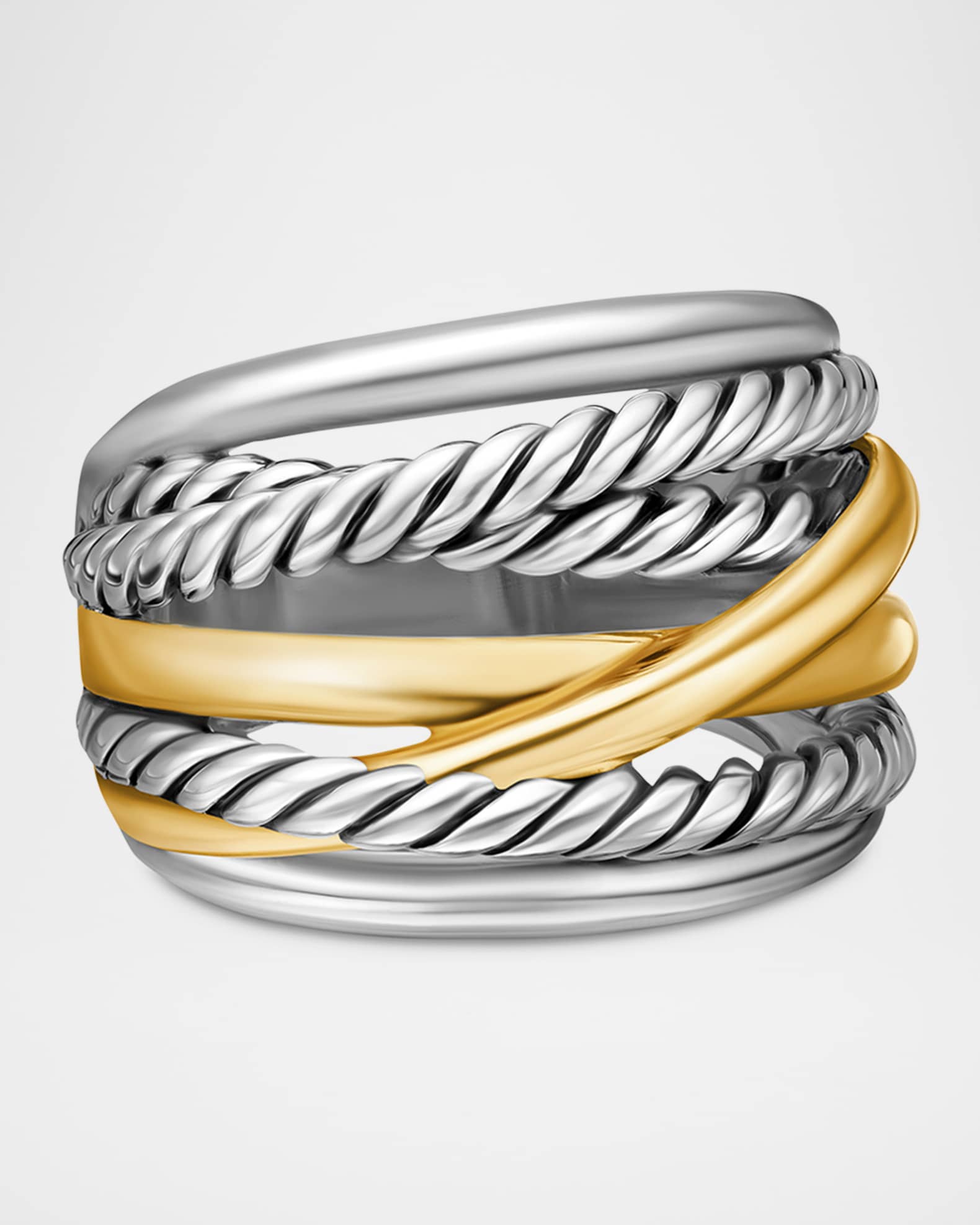 Crossover Ring in Silver with 14K Gold, 17mm, Size 9.5 0
