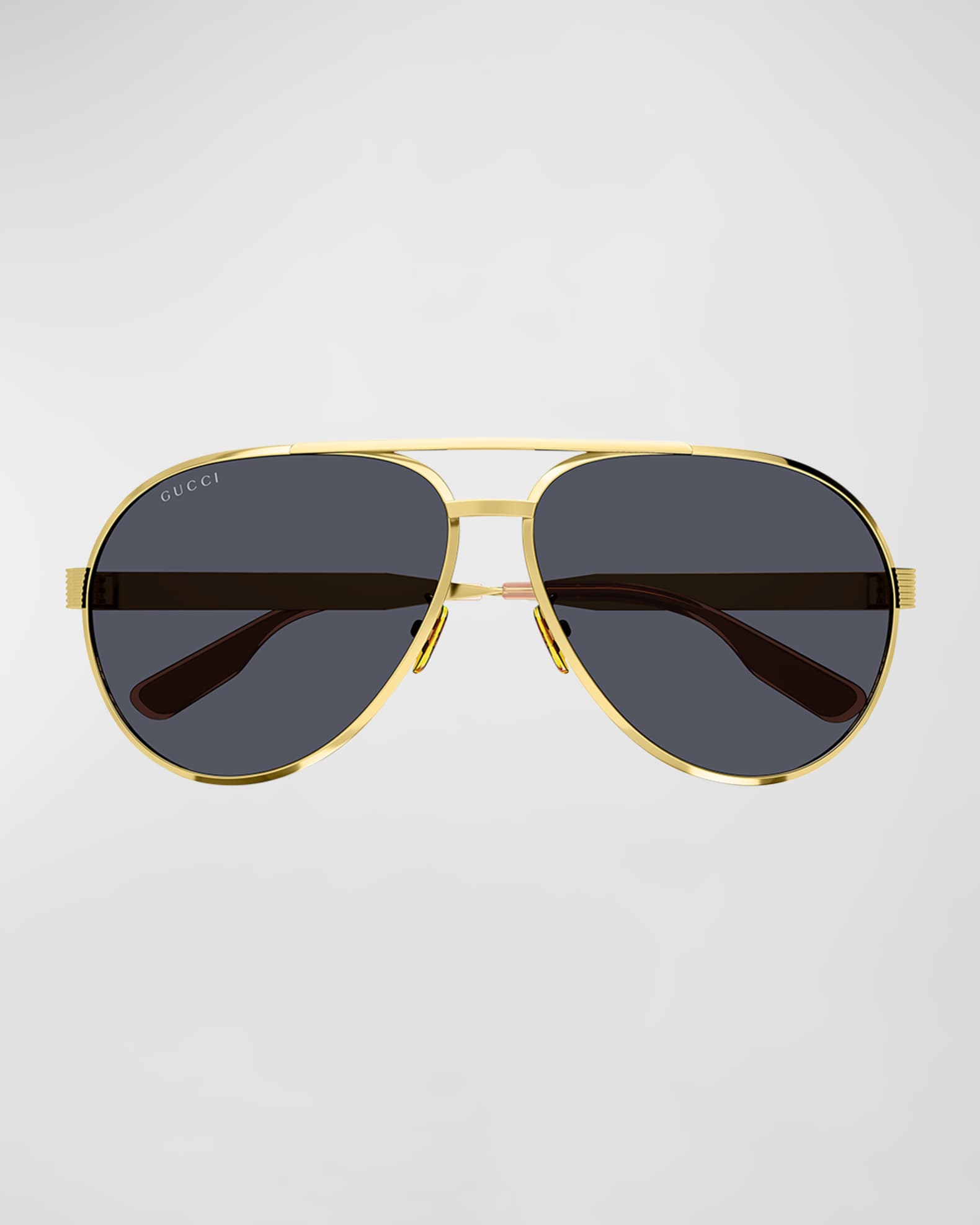Gucci Men's Double-Bridge Metal Aviator Sunglasses | Neiman