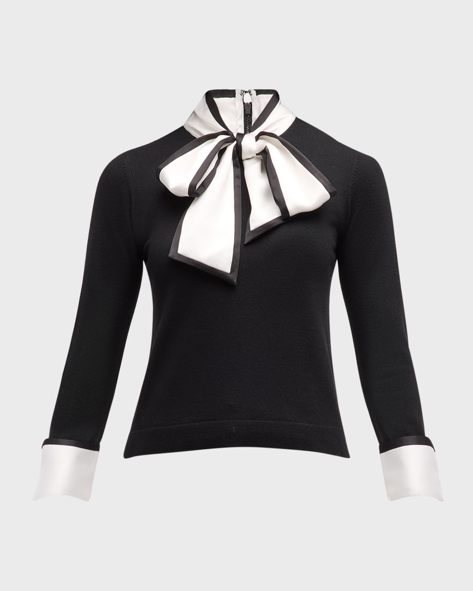 Justina Combo Tie-Neck Pullover  0