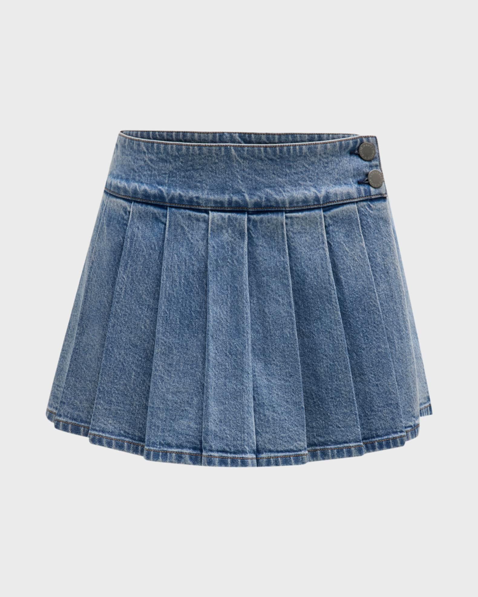 Alice + Olivia Noah Denim Pleated Skort | Neiman Marcus