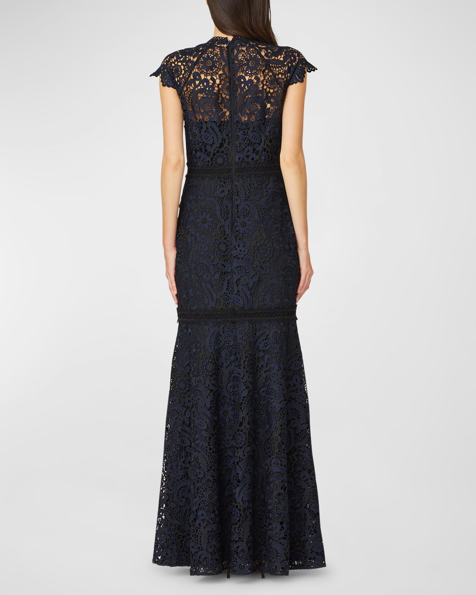 Shoshanna Carlotta Cap-Sleeve Floral Lace Gown | Neiman Marcus