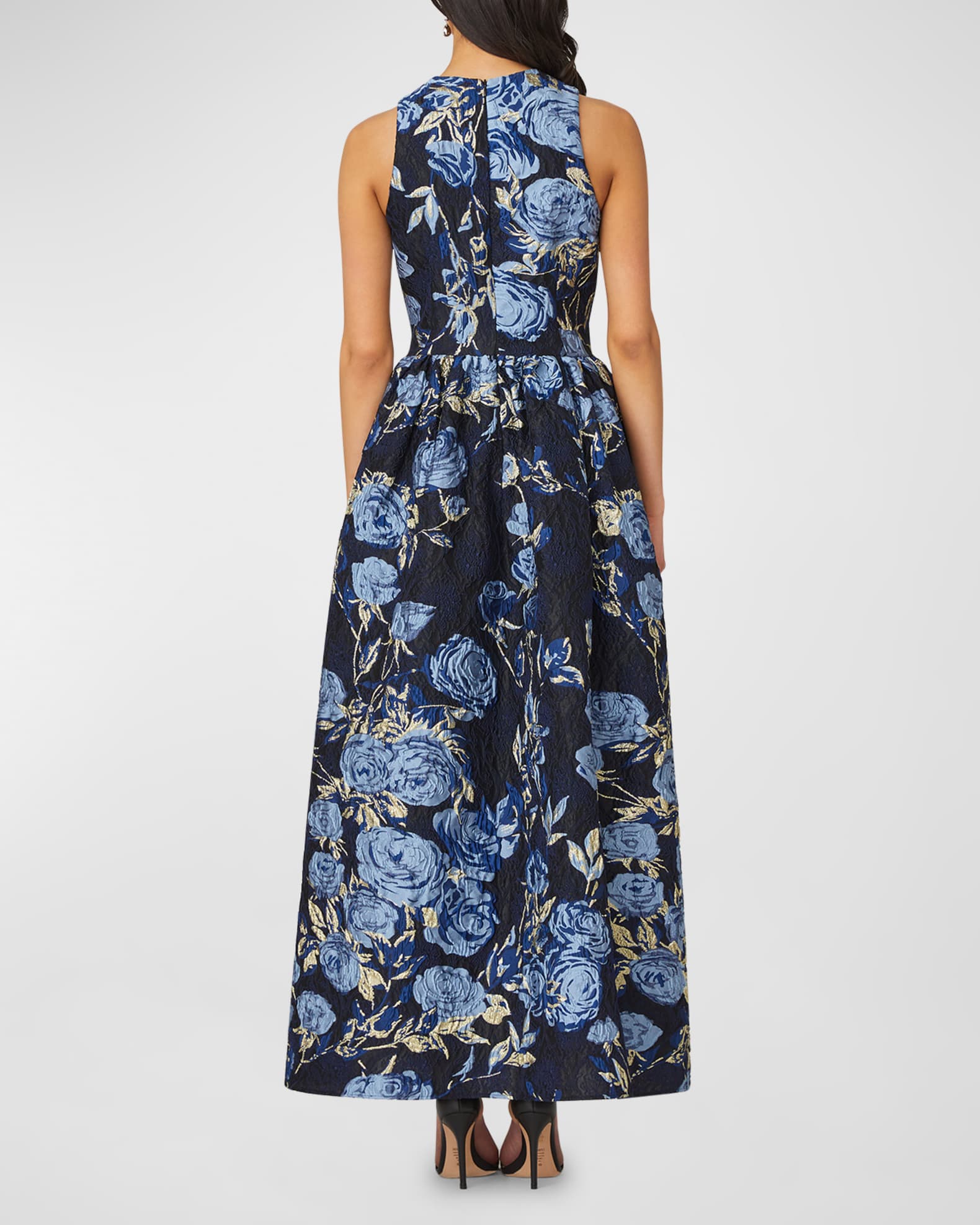 Shoshanna Serra Sleeveless A-Line Floral Jacquard Gown | Neiman Marcus