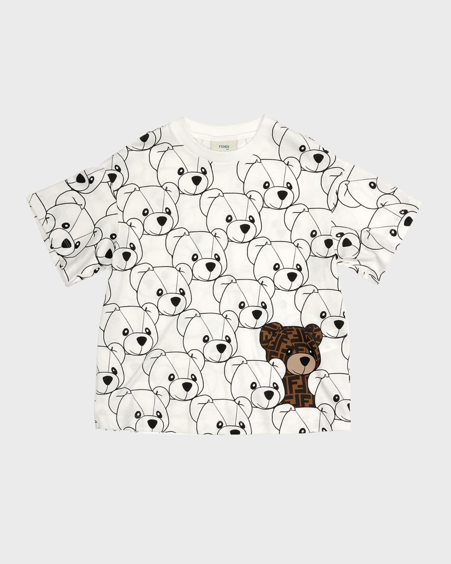 Fendi Kid s FF Bear Print Short Sleeve T Shirt Size 8 14 Neiman