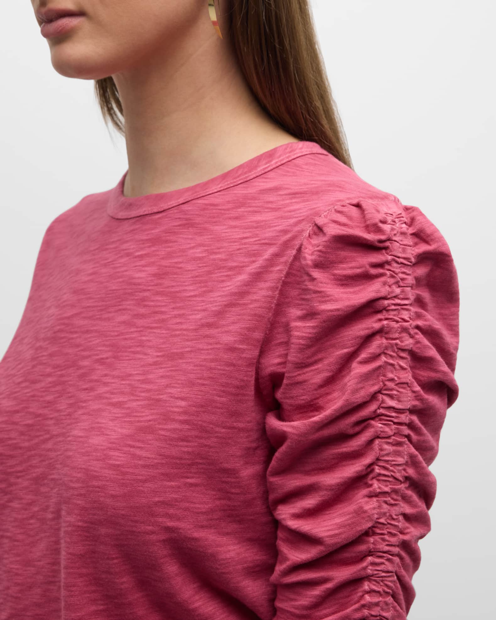 Rebe Ruched Long Sleeve Tee - Balsamic