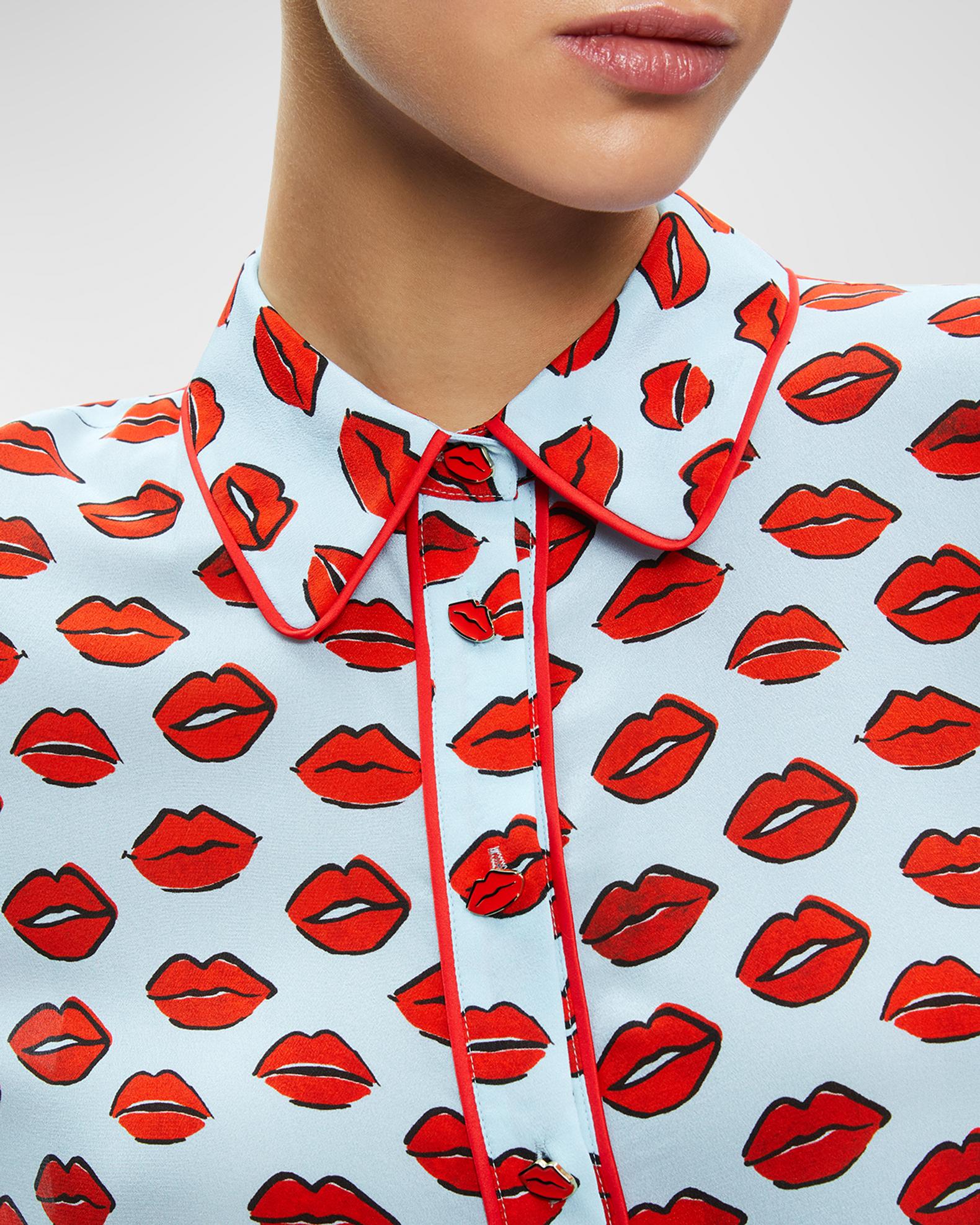 Alice + Olivia Willa Kiss Kiss Silk Button-Front Top | Neiman Marcus