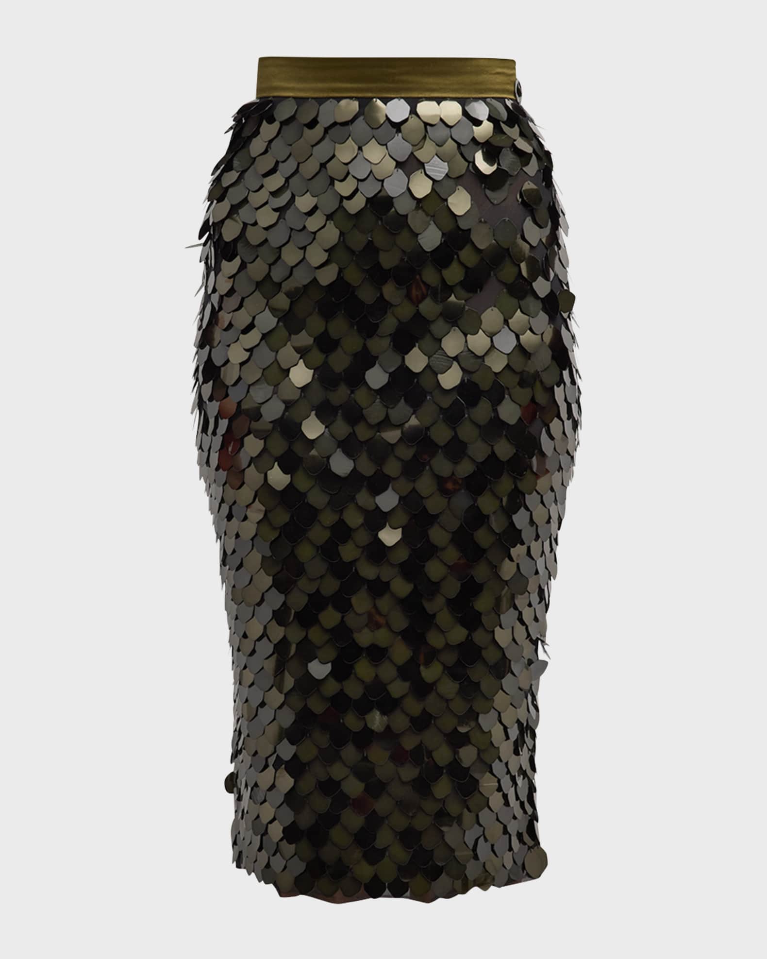 Disc Sequin Midi Pencil Skirt