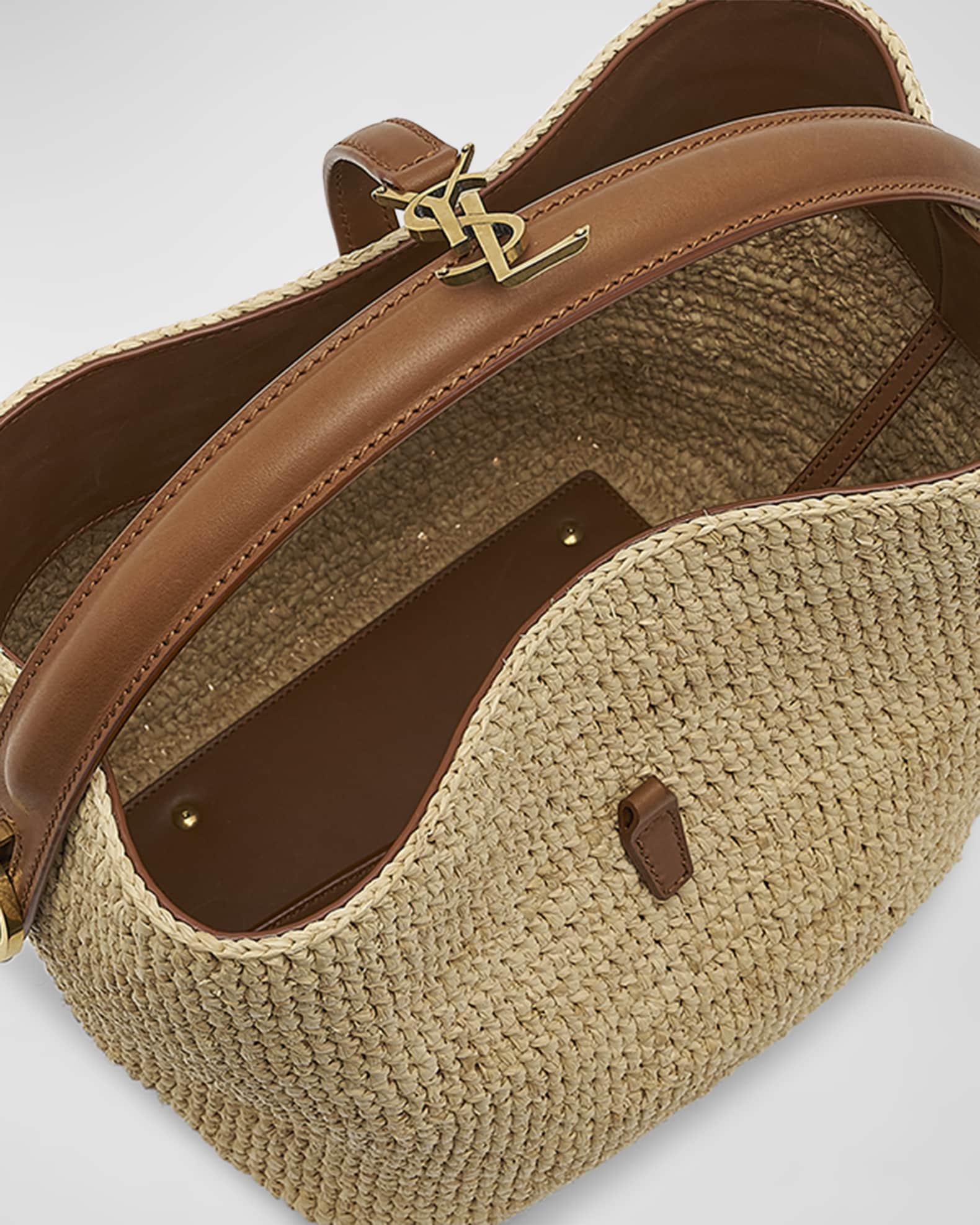 Saint Laurent Le 37 Raffia Bucket Bag | Neiman Marcus
