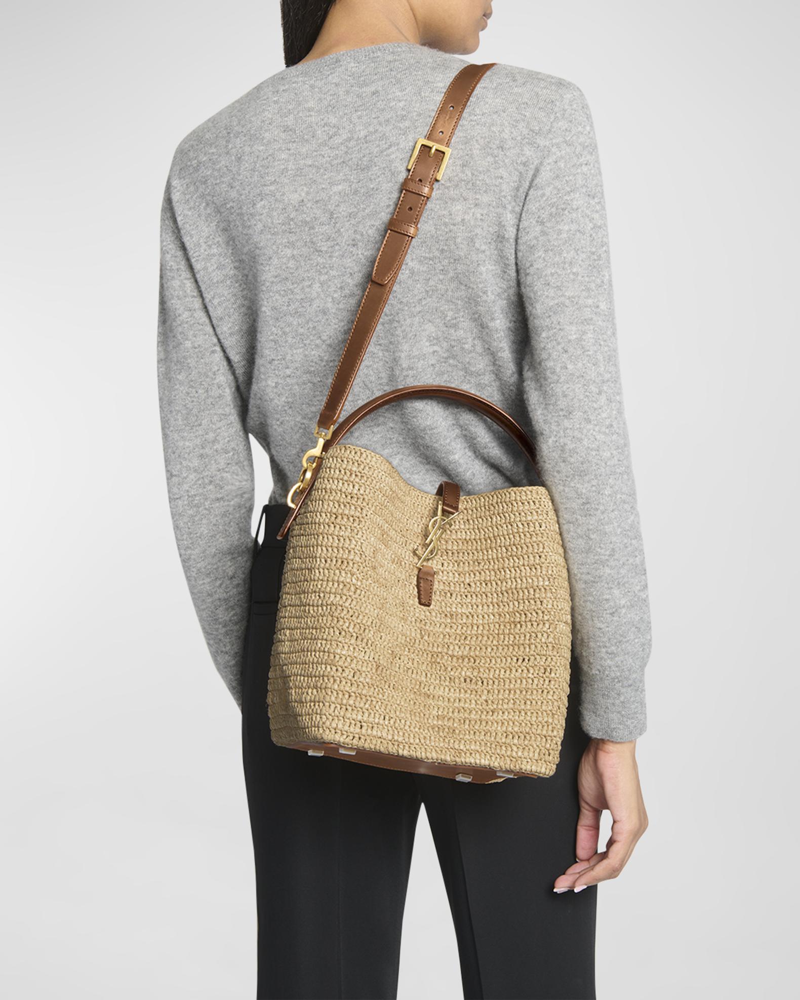 Saint Laurent Le 37 Raffia Bucket Bag | Neiman Marcus