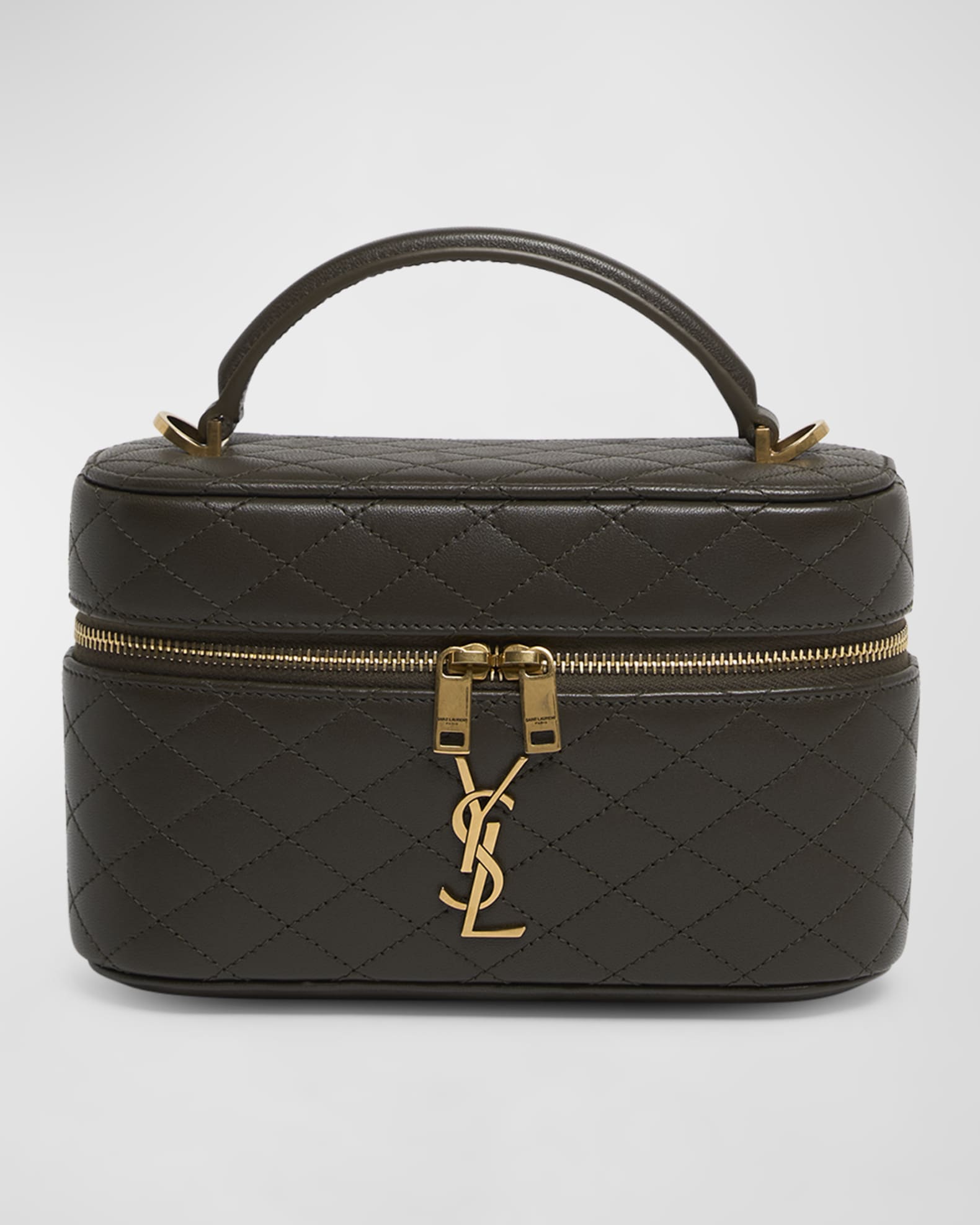 Saint Laurent Gabby Mini Vanity Case in Quilted Leather with Gold Hardware