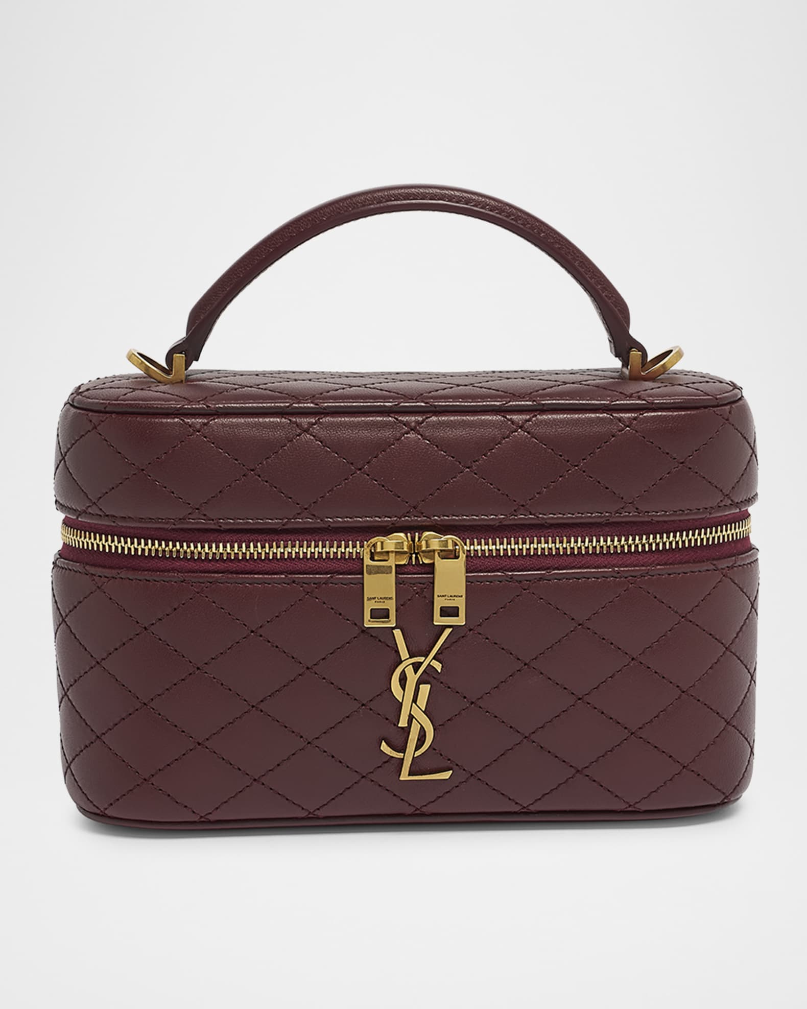 Saint Laurent Gabby Mini Vanity Case in Quilted Leather with Gold Hardware Neiman Marcus