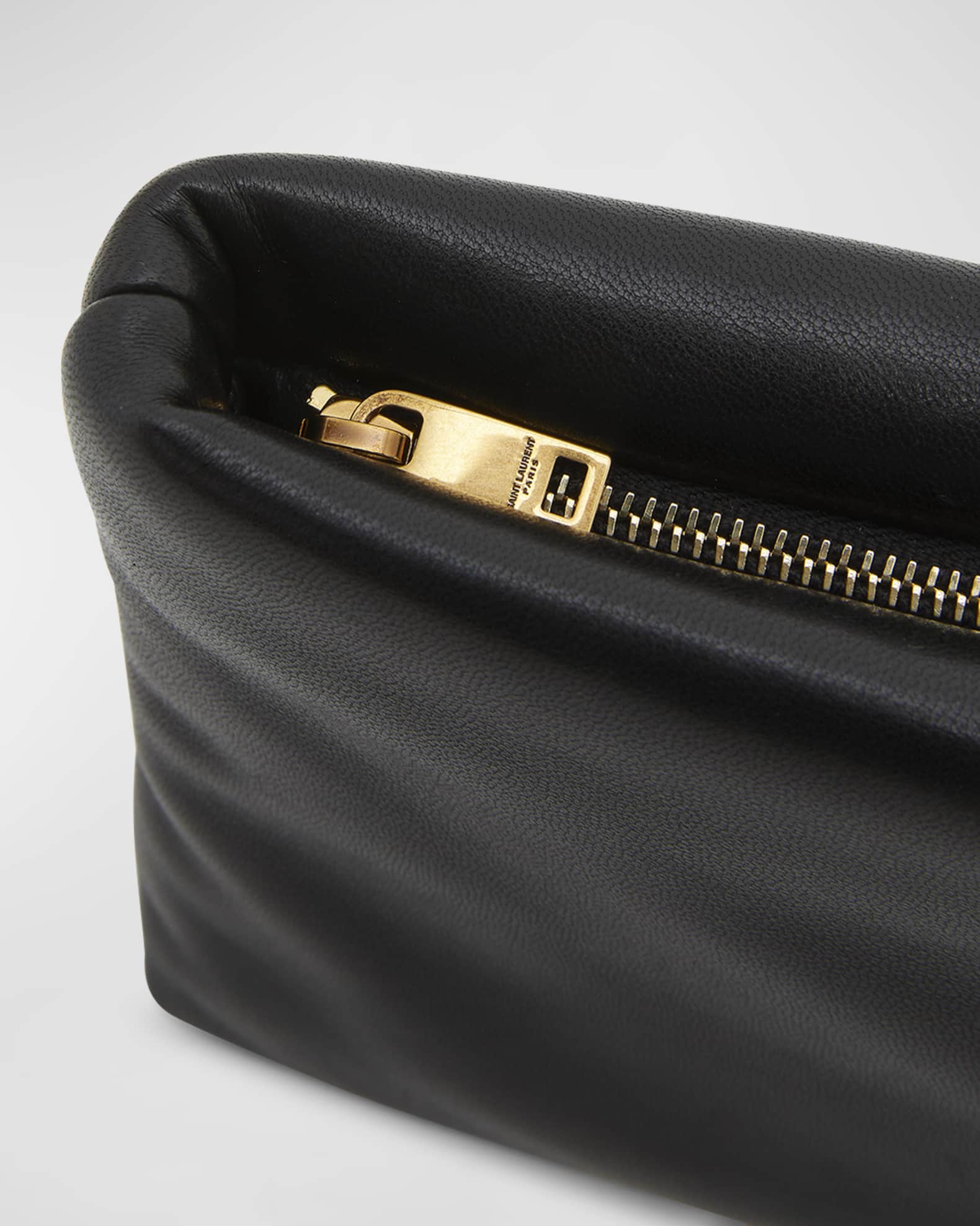 Saint Laurent Calypso Ziptop YSL Clutch Bag in Smooth Padded Leather ...