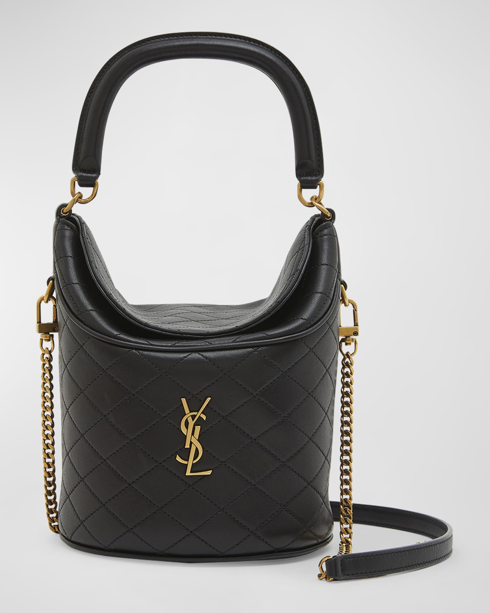 贅沢な装いに【SAINT LAURENT】Gaby ミニ ショルダーバッグ 24SS Saint Laurent Gaby Mini Leather Bucket Bag | Neiman Marcus