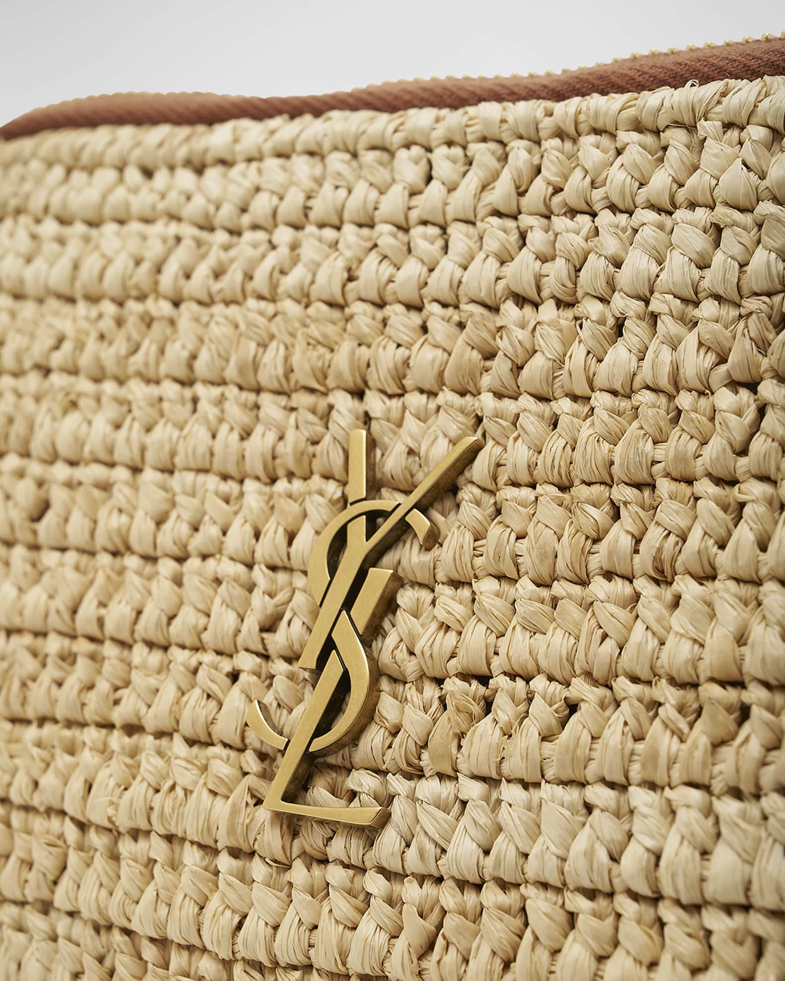 SAINT LAURENT ギャビーのラフィア製ジップポーチ Saint Laurent Gaby YSL Zip Pouch Crossbody Bag | Neiman Marcus