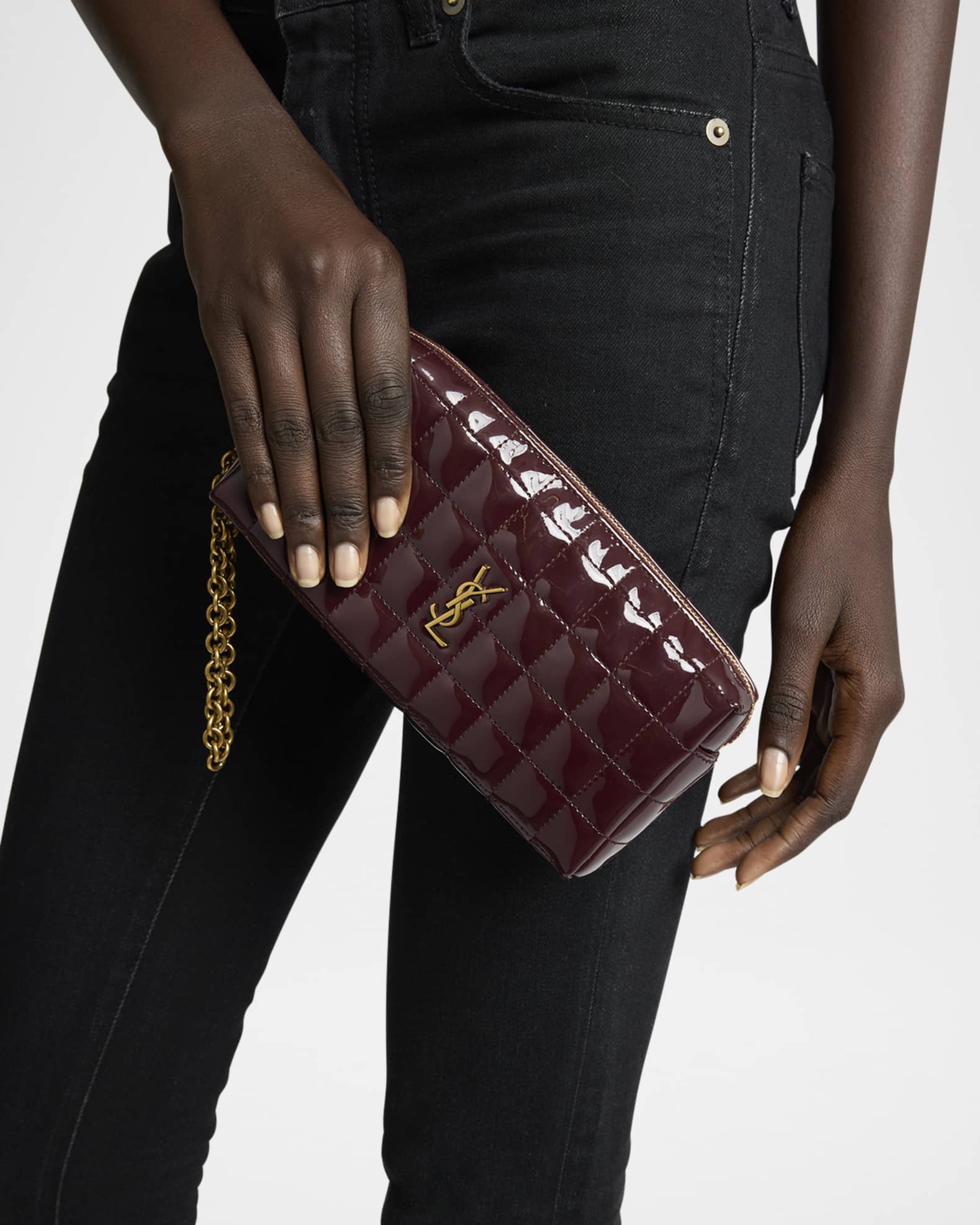 Saint Laurent Cassandra YSL Patent Leather Wristlet Neiman Marcus