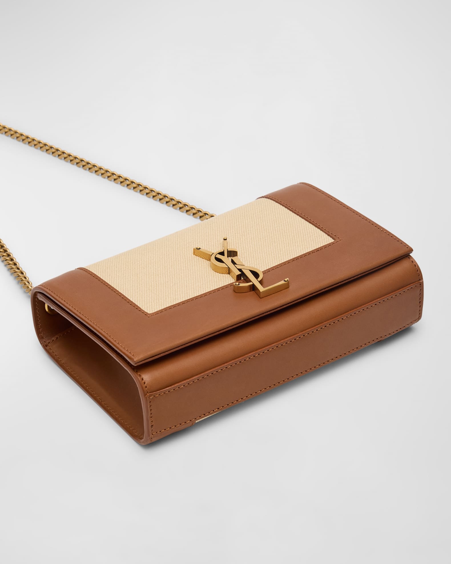 Kate Small YSL Wallet on Chain in Linen and Leather