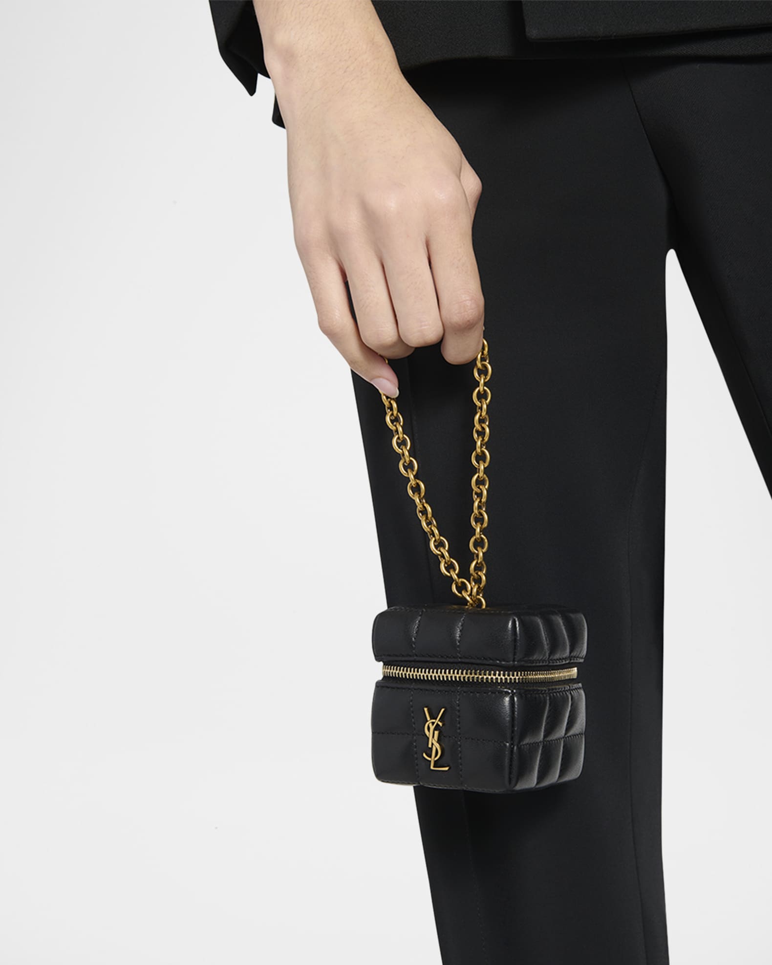 Saint Laurent Mini YSL Cube Leather Top-Handle Bag