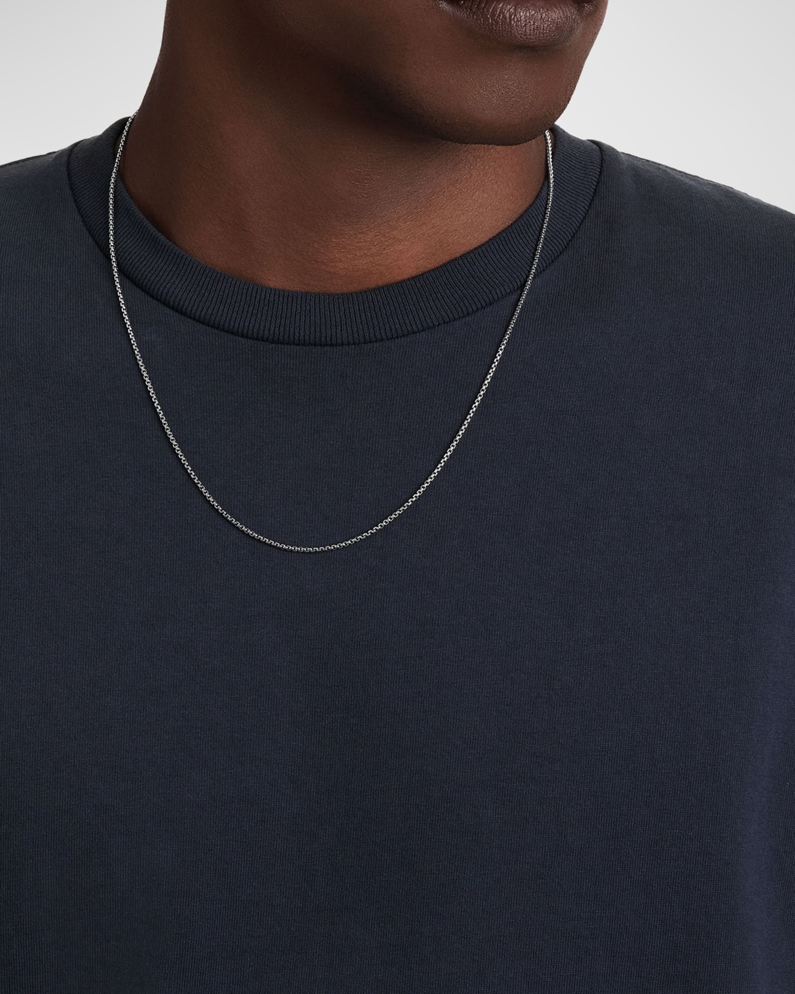 1.7mm Men's Box Chain Necklace in Silver 1