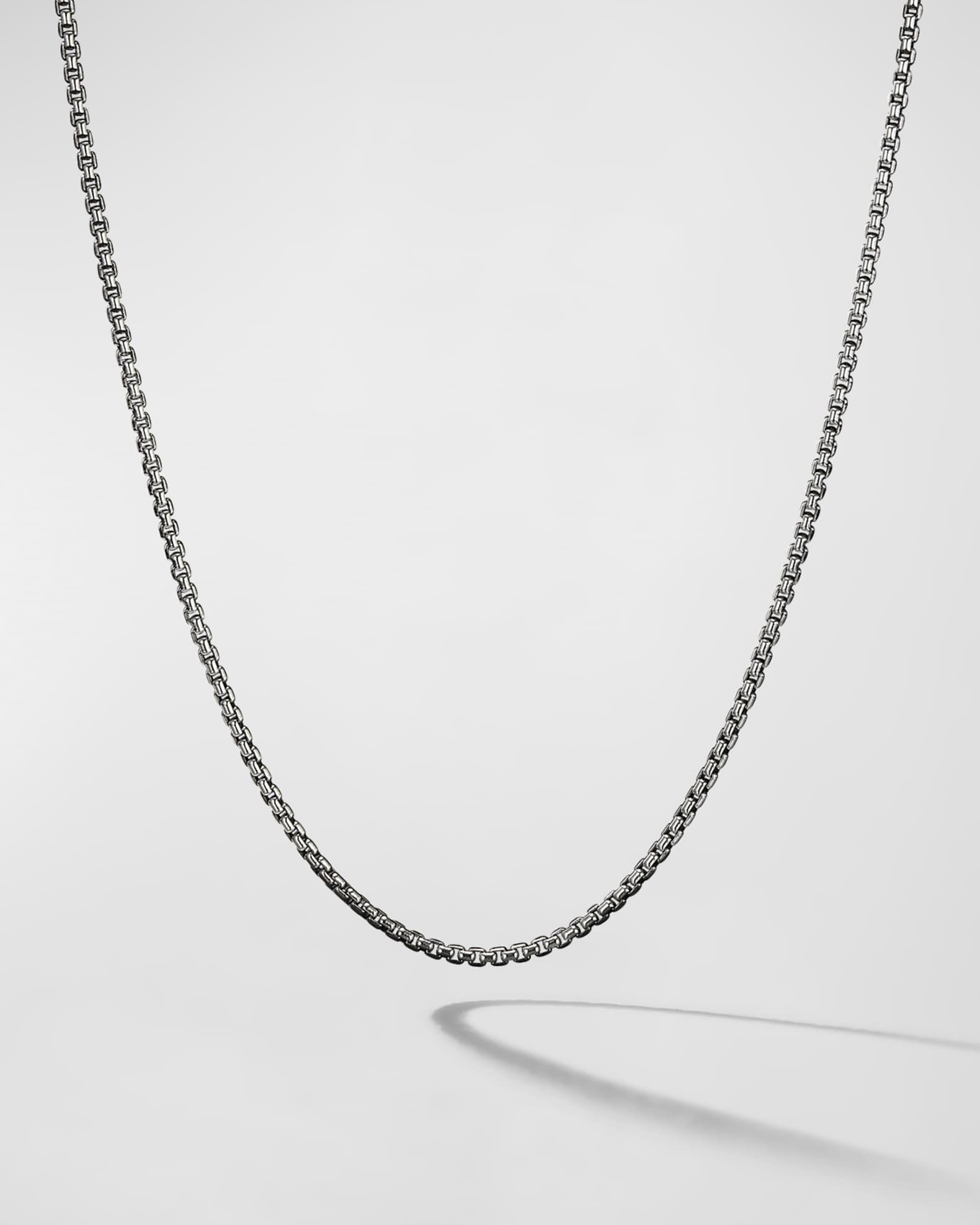 1.7mm Men's Box Chain Necklace in Silver 0