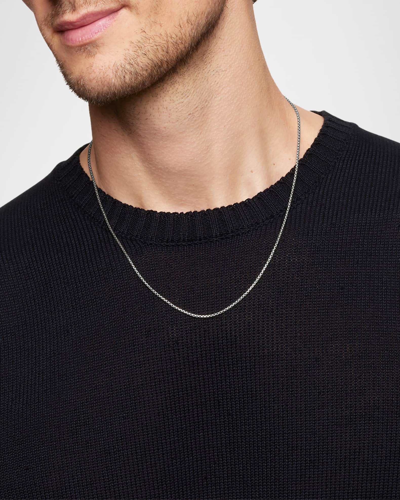 1.7mm Men's Box Chain Necklace in Silver 1