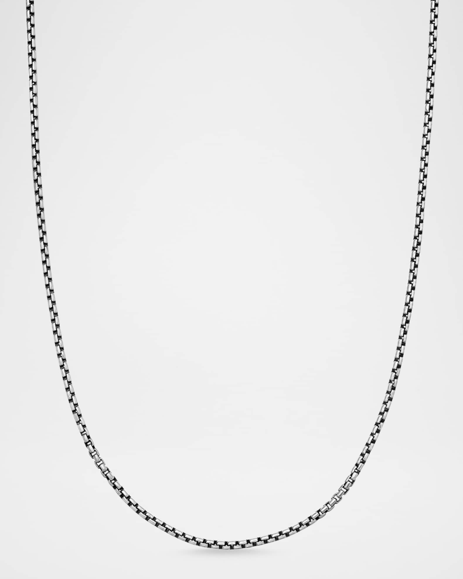 1.7mm Men's Box Chain Necklace in Silver 0