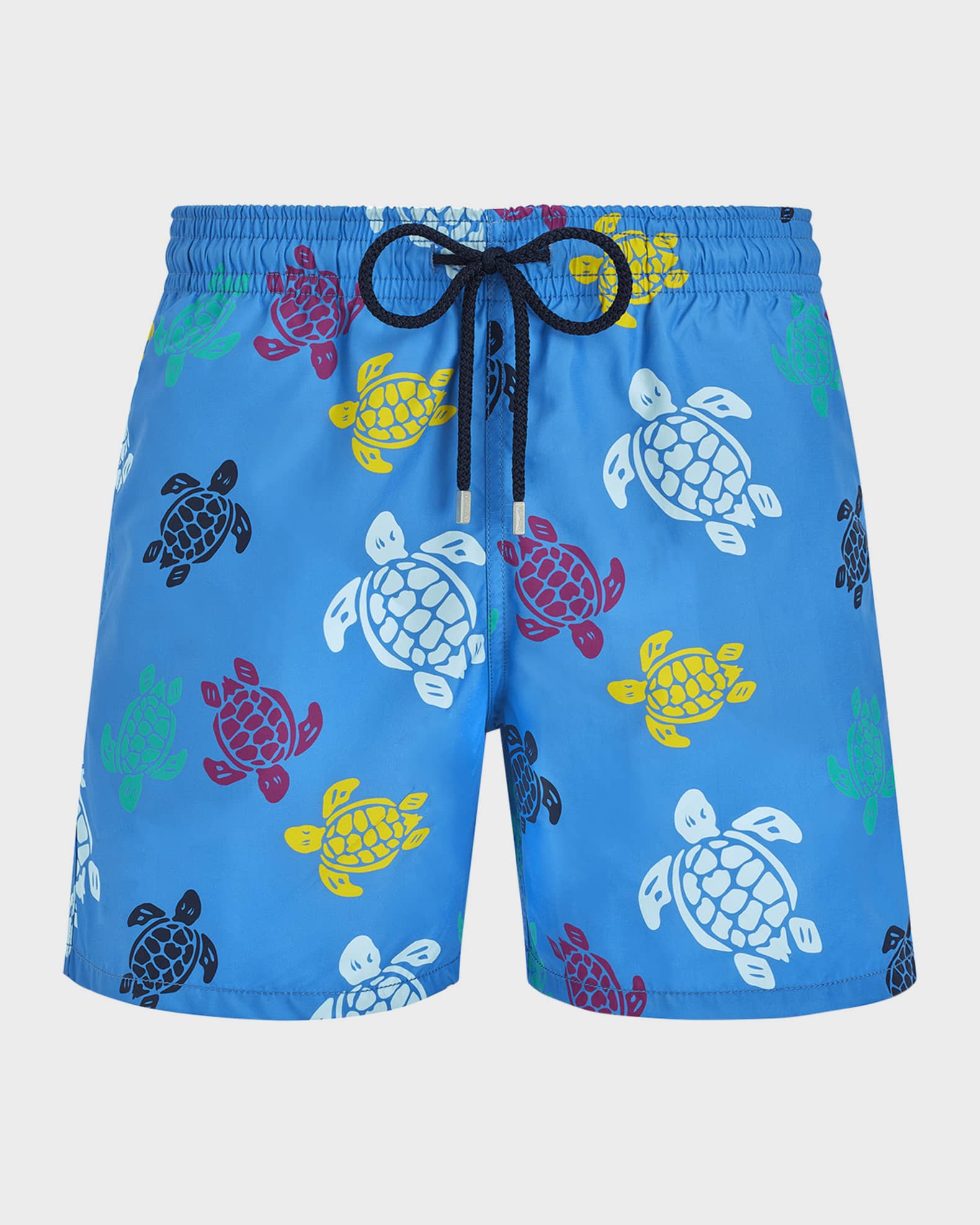 White Multicolor Tortues Swim Trunks