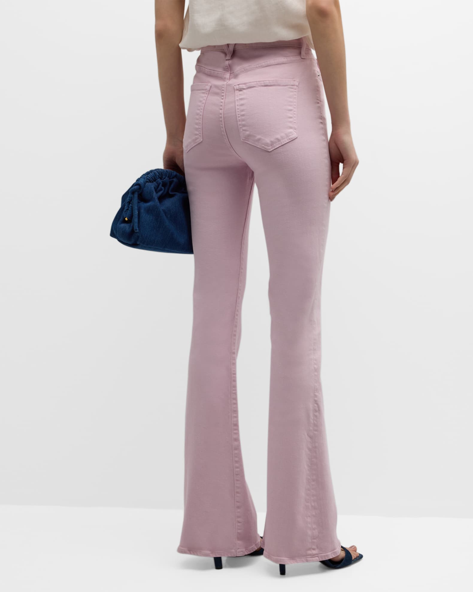 Olivia Mid-Rise Pastel Pink Dyed Flare Jeans - Reg/Plus