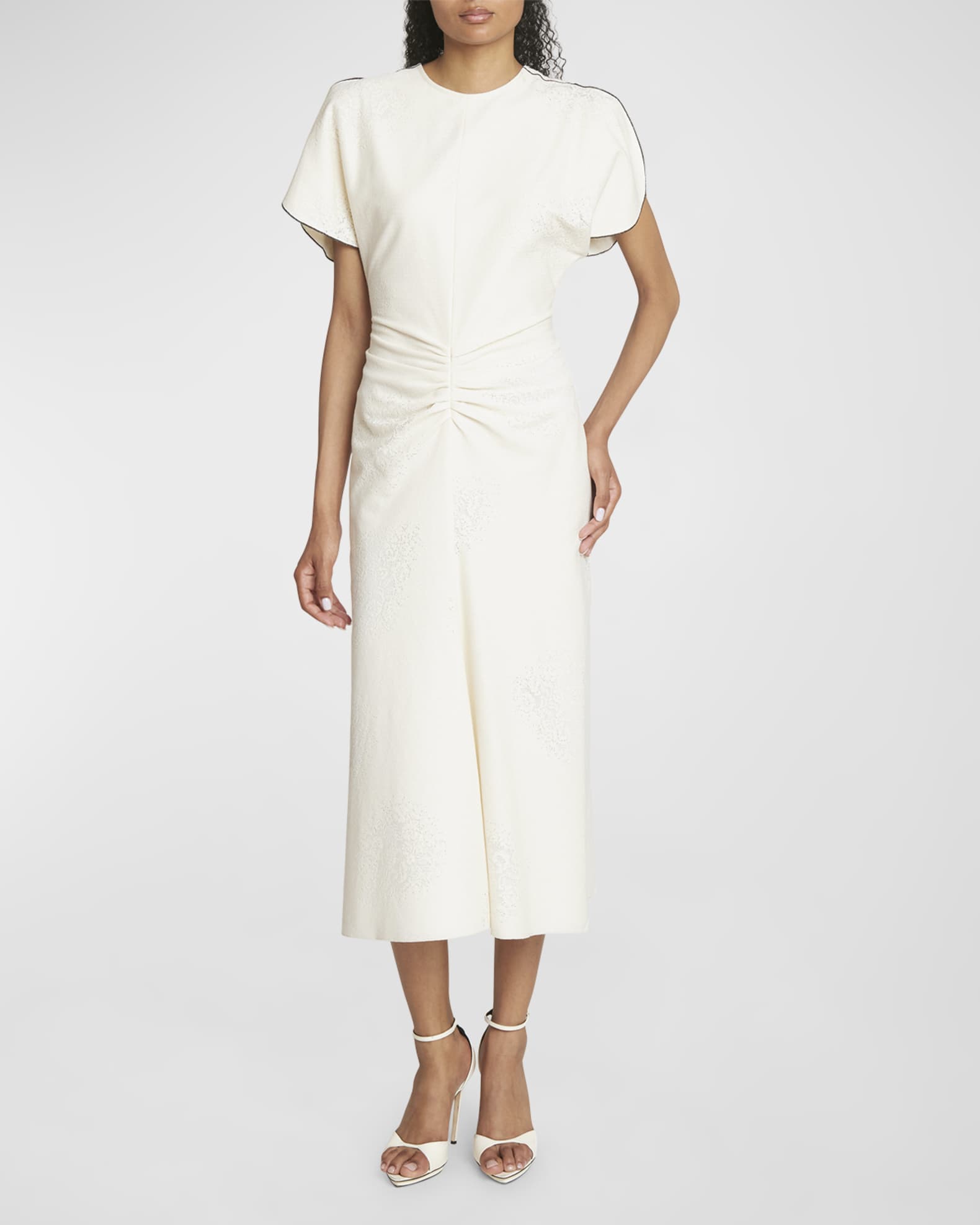 Victoria Beckham Gathered Waist Midi Dress with Split Sleeves | Neiman ...