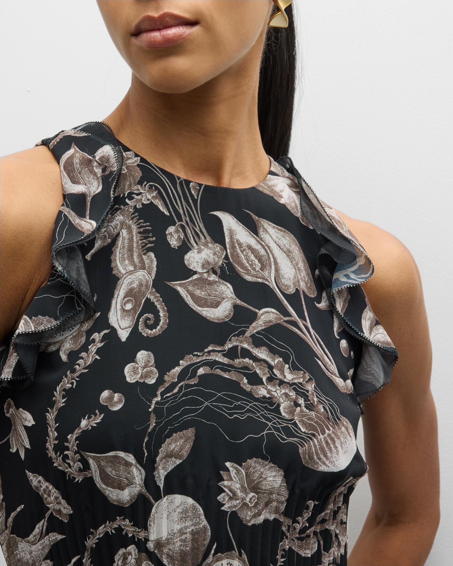 Robe Midi Sans Manches Jason Wu - Couleur Marine & Noir - Taille 6 - État Excellent Occasion