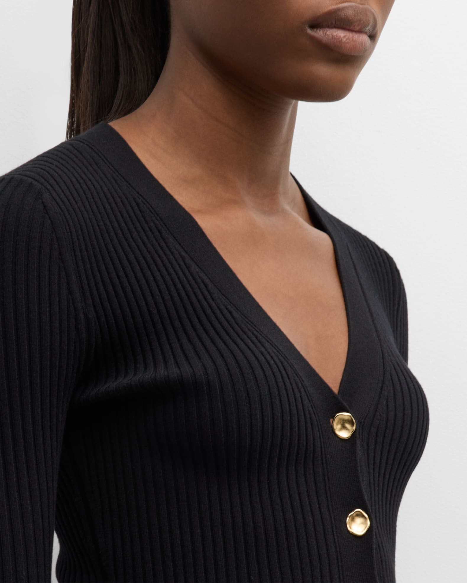 Jason Wu Collection Ribbed Peplum Cardigan with Gold-Tone Buttons ...