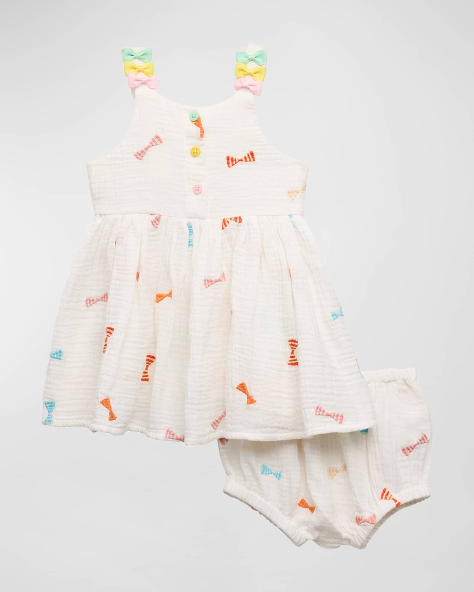 Stella McCartney Kids Girl's Bows Strappy Gauze Dress, Size 3M-36M