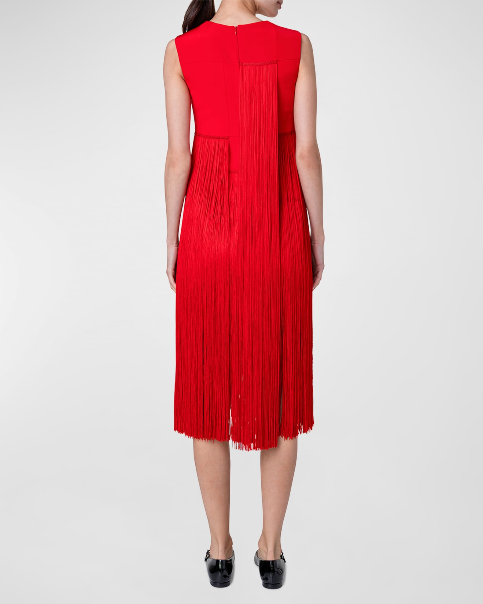 Strapless silk crepe midi dress