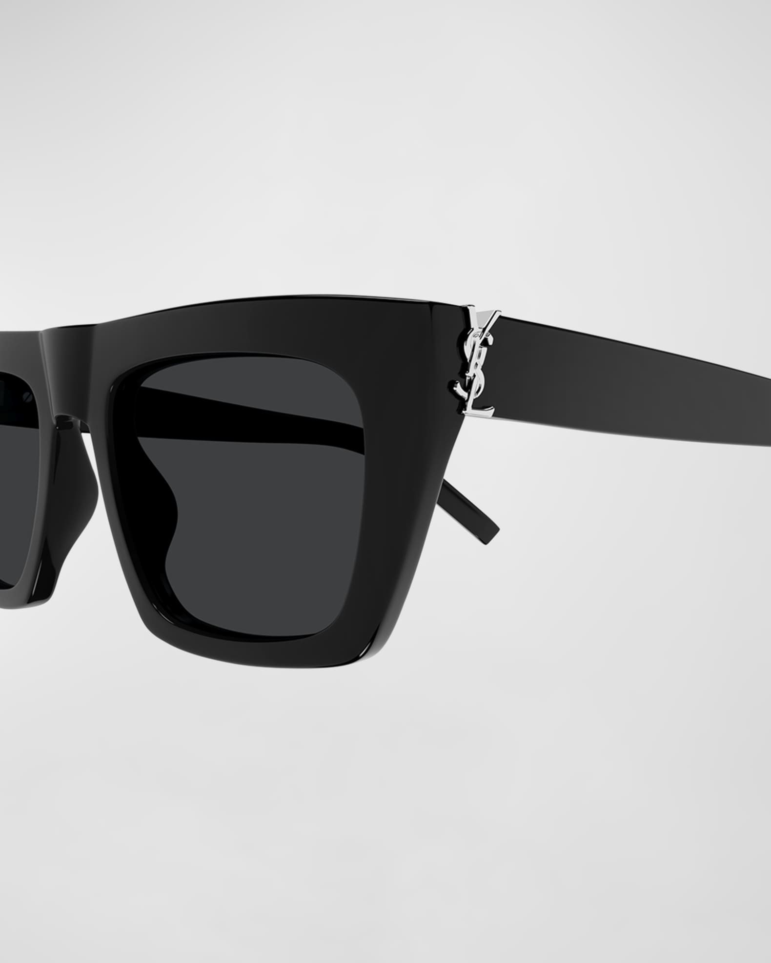 Saint Laurent YSL Acetate Flat-Top Rectangle Sunglasses