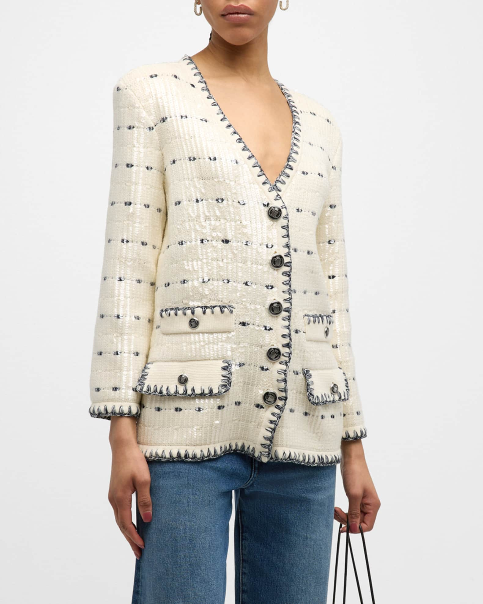 Veronica Beard Ceriani Sequin Knit Jacket | Neiman Marcus