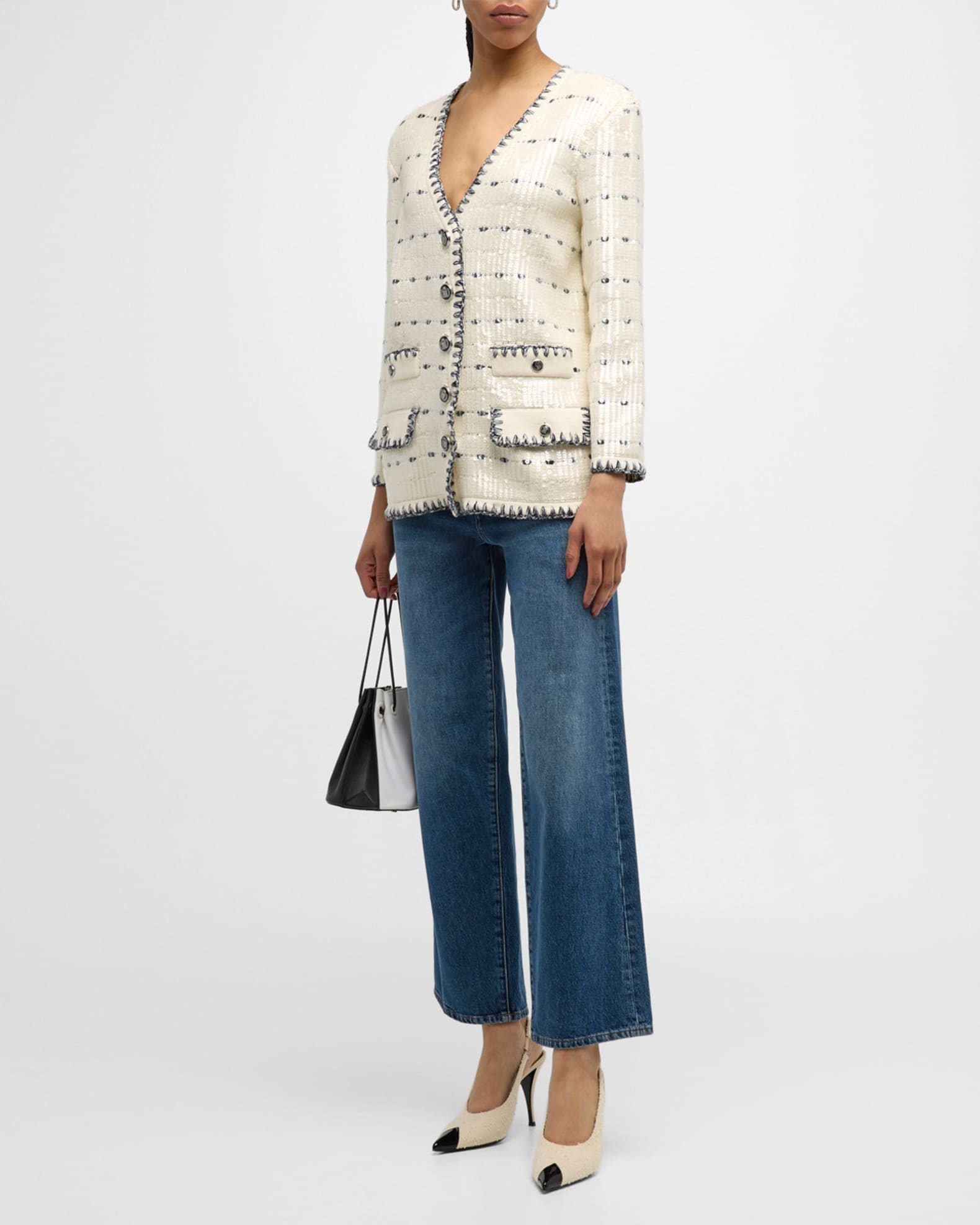 Veronica Beard Ceriani Sequin Knit Jacket Neiman Marcus