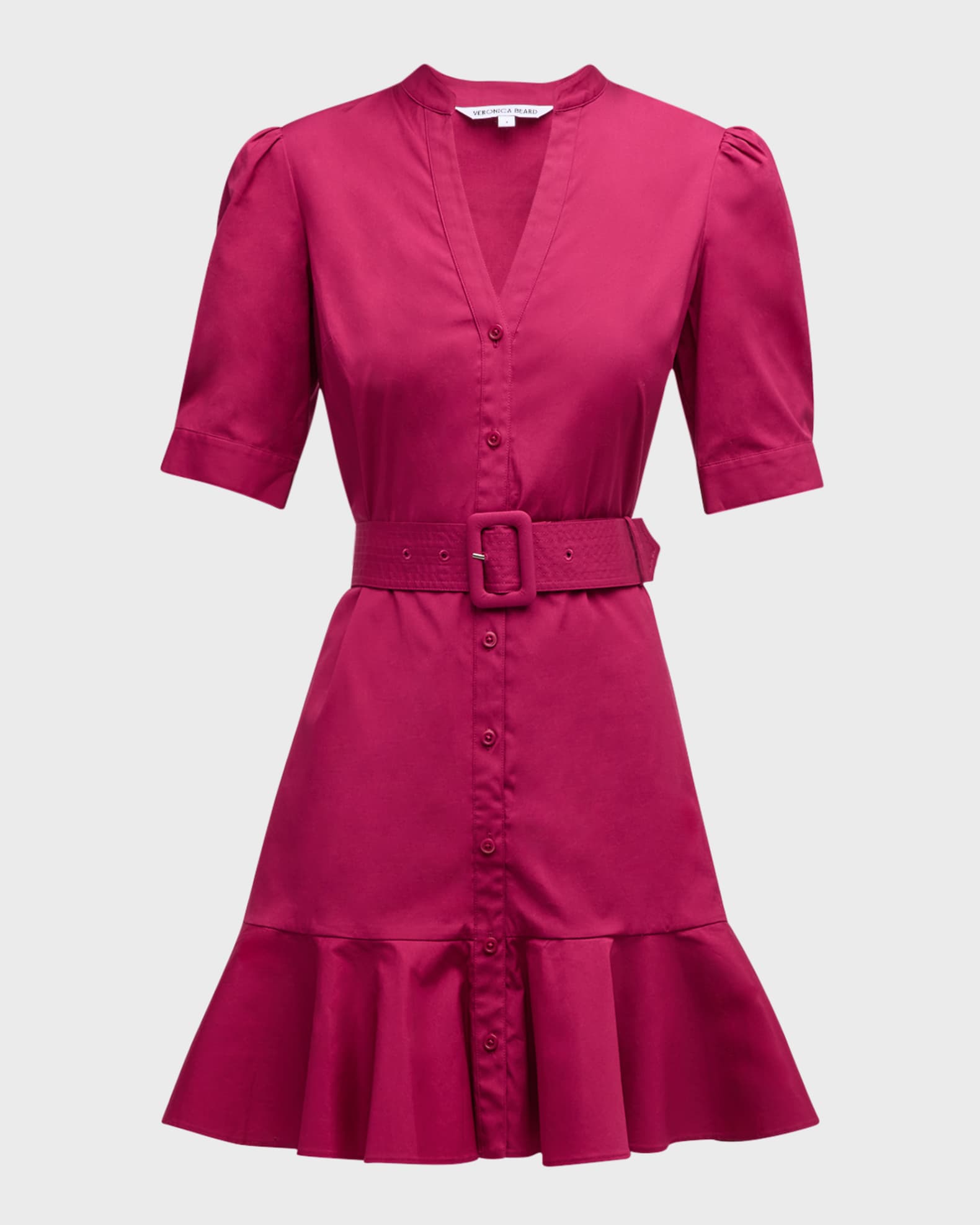 Veronica Beard Molly Short-Sleeve Button-Front Mini Dress