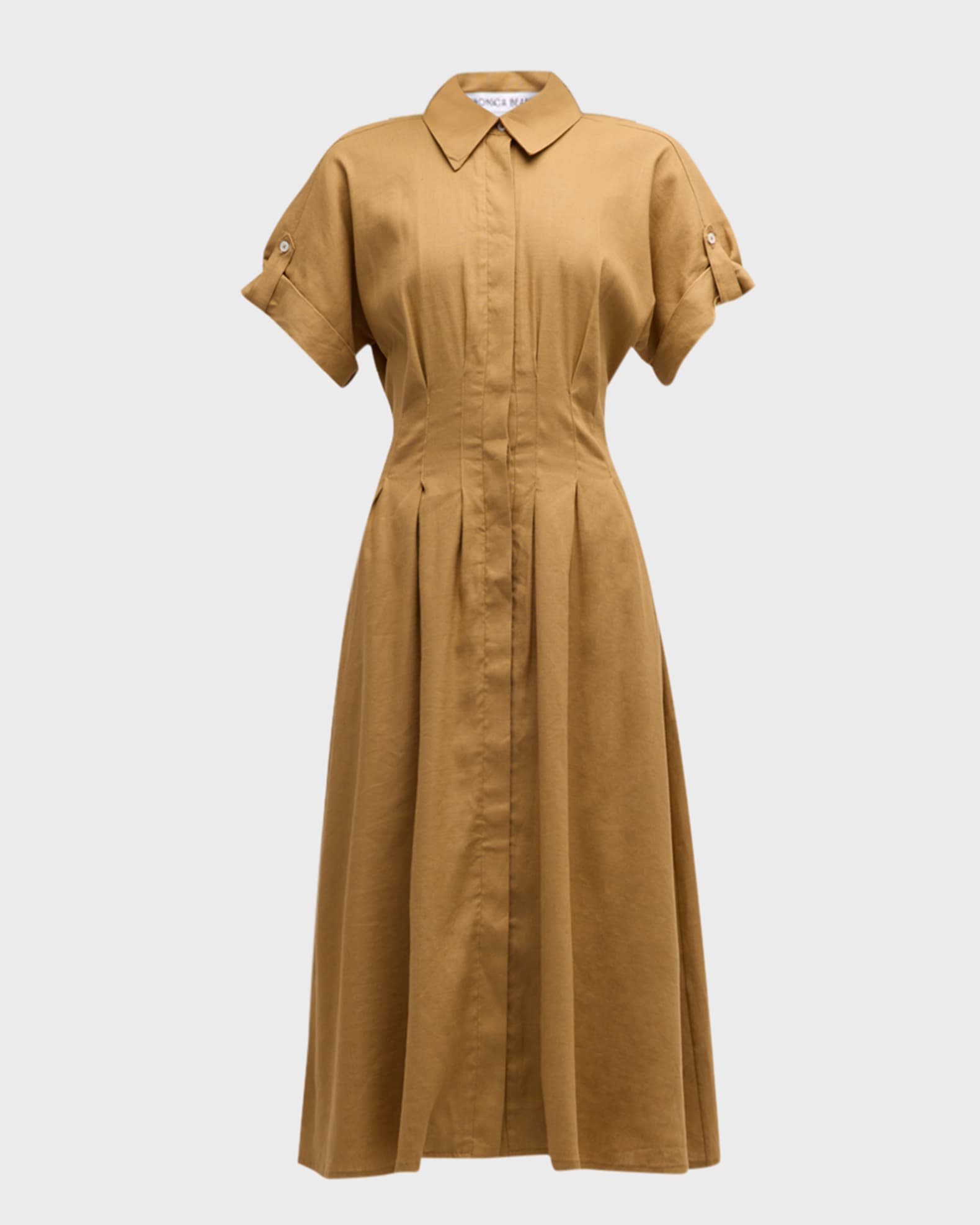 Veronica Beard Adavi Stretch Linen Shirtdress Desert Khaki Size 0